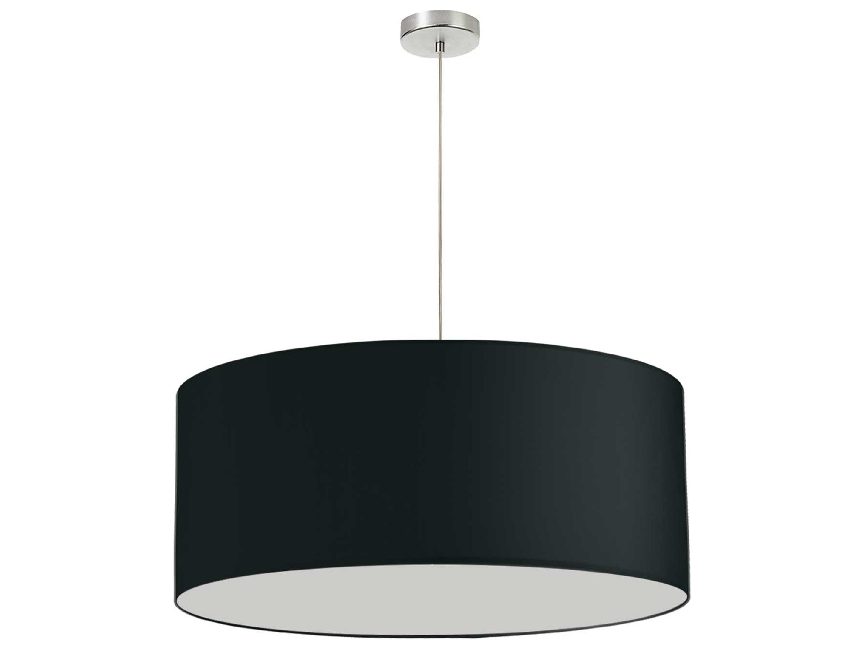 Dainolite Fabric Drum 1-Light Black Satin Chrome Pendant