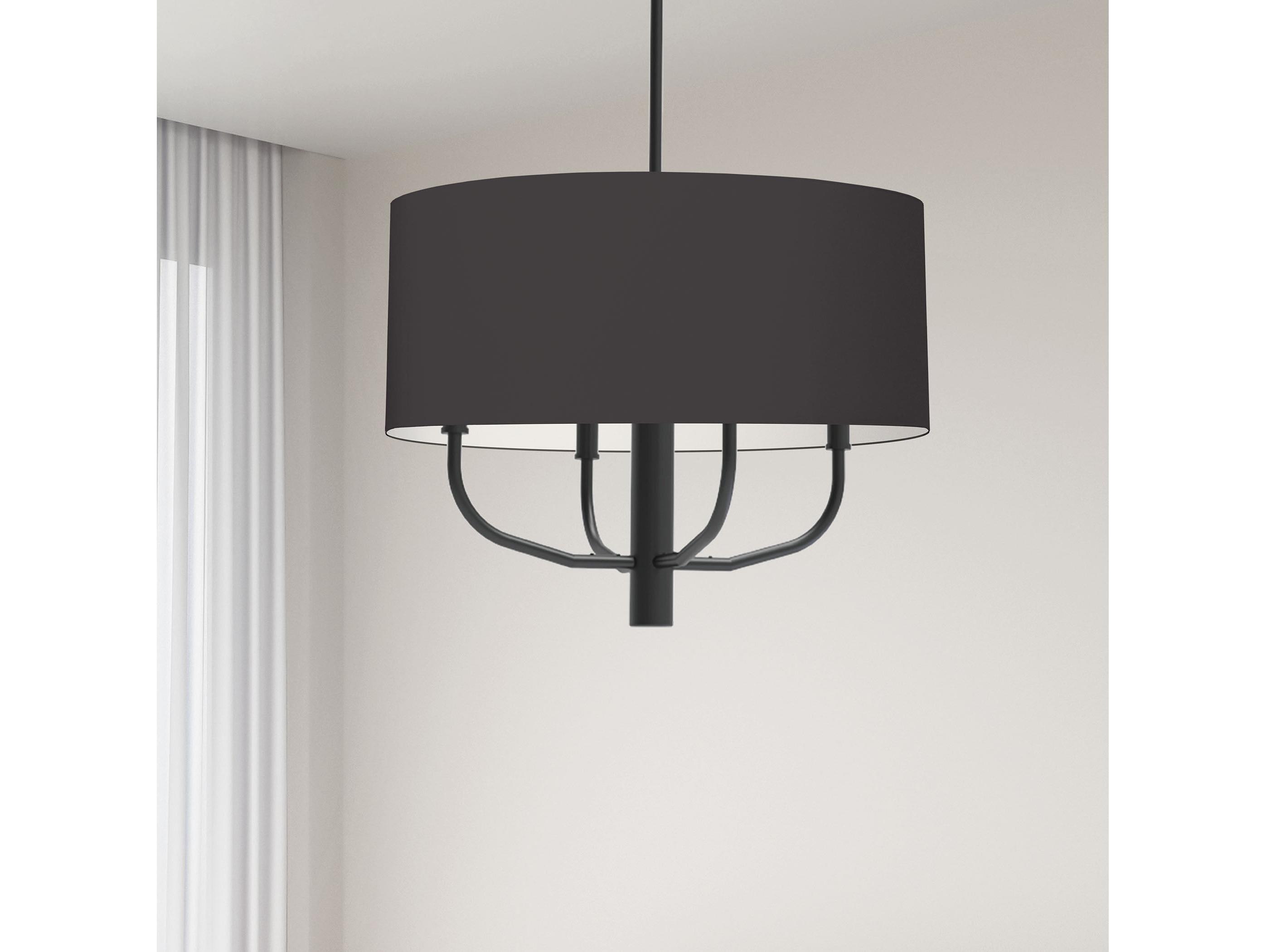 Dainolite Eleanor 4-Light Black Matte Drum Chandelier