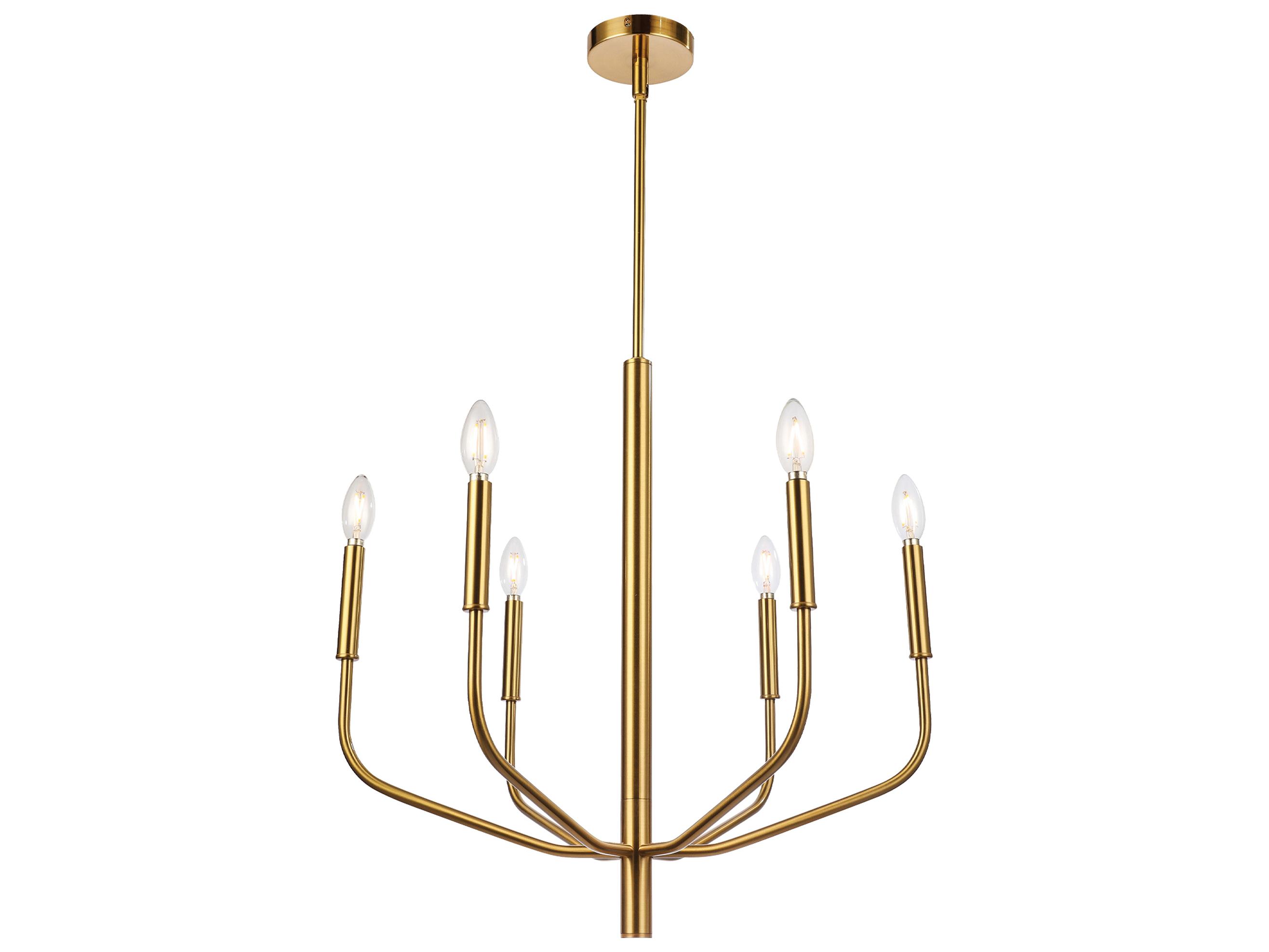Dainolite Eleanor 6-Light Aged Brass Candelabra Chandelier