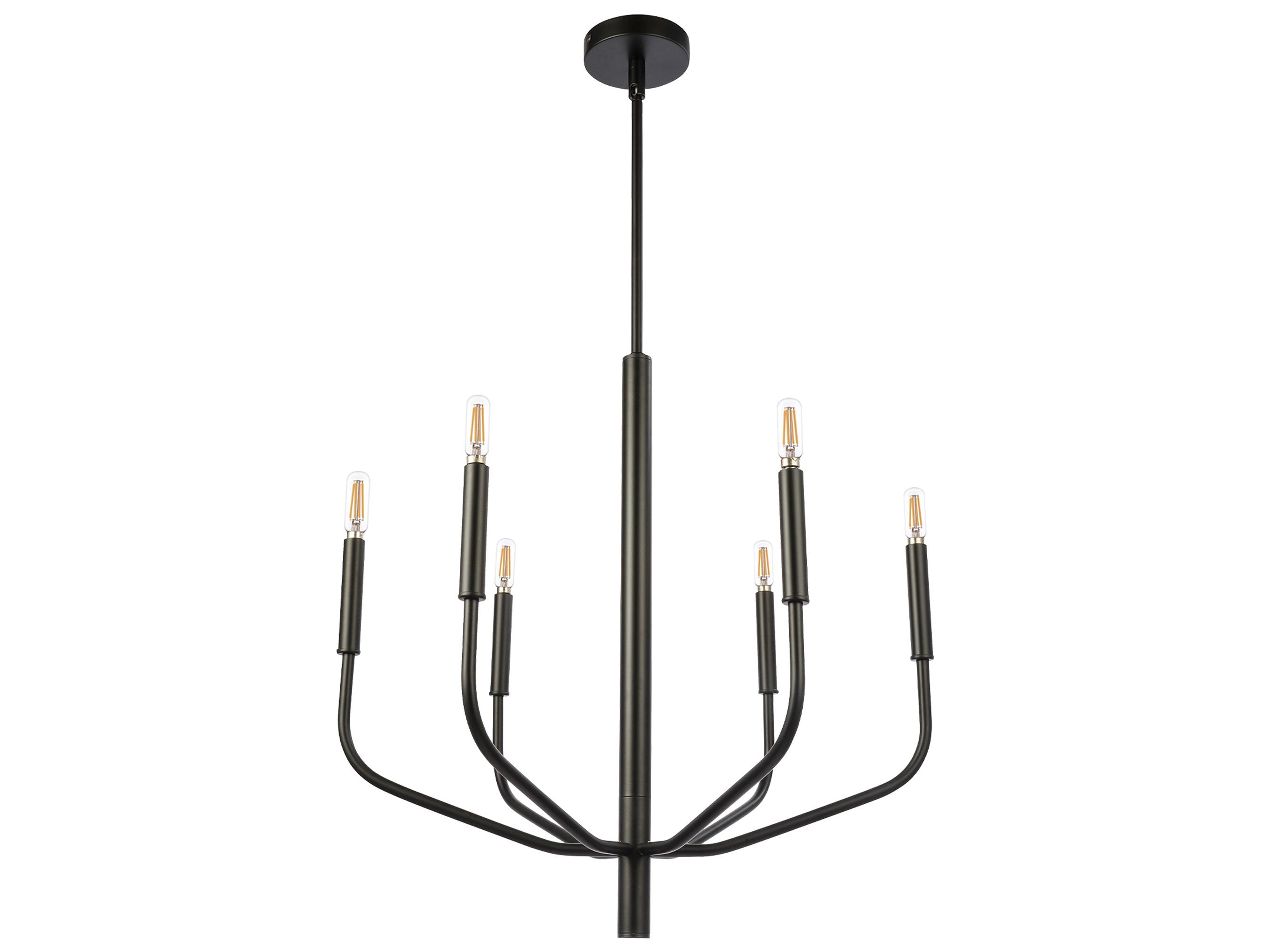 Dainolite Eleanor 6-Light Matte Black Candelabra Chandelier