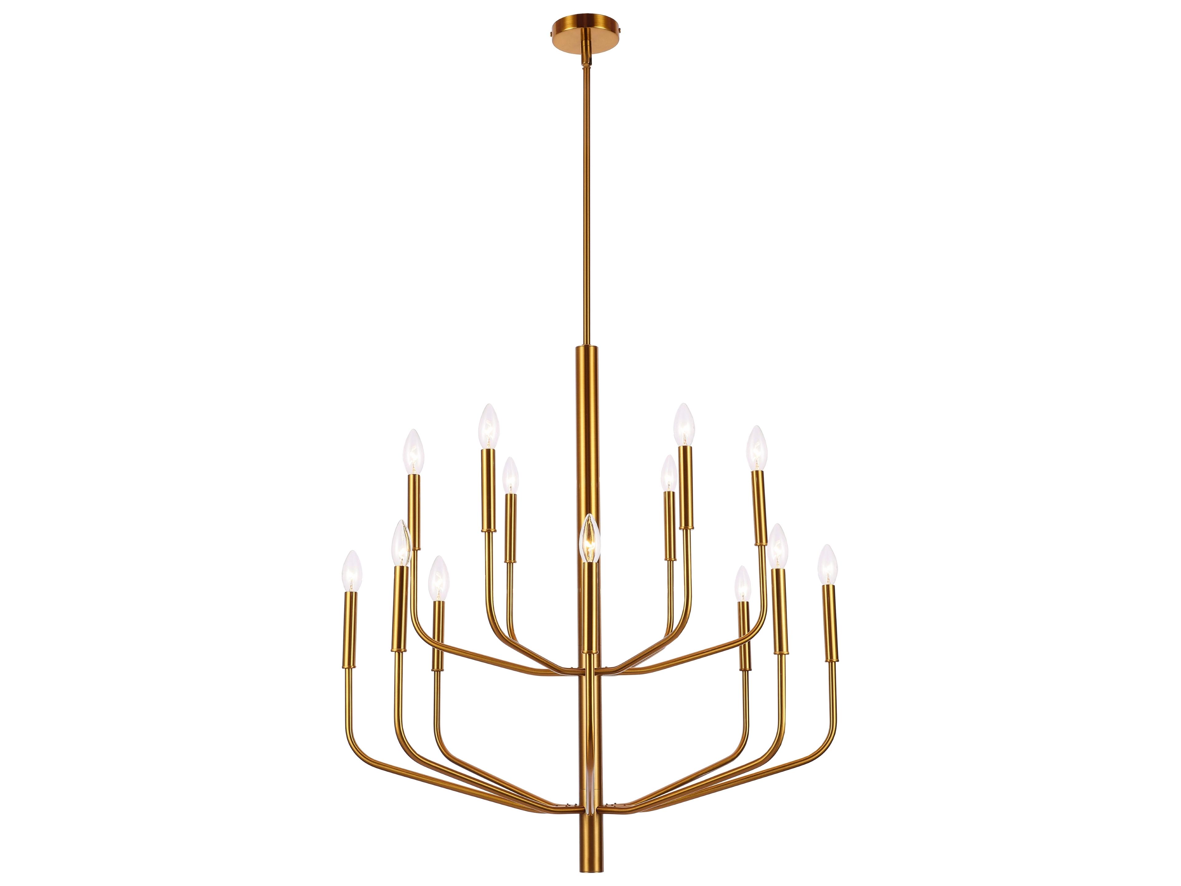 Dainolite Eleanor 14-Light Aged Brass Candelabra Tiered Chandelier
