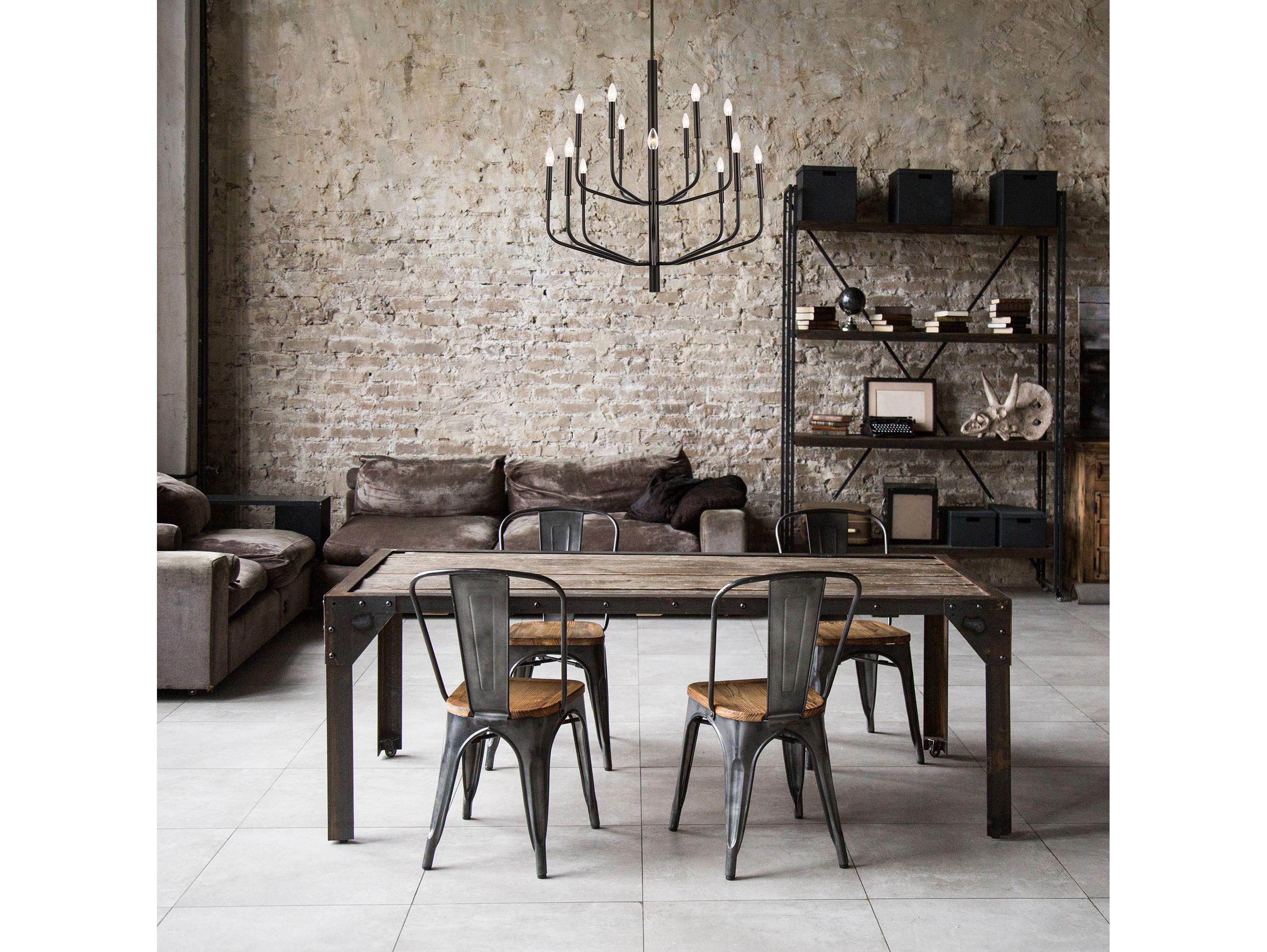 Dainolite Eleanor 14-Light Matte Black Candelabra Tiered Chandelier