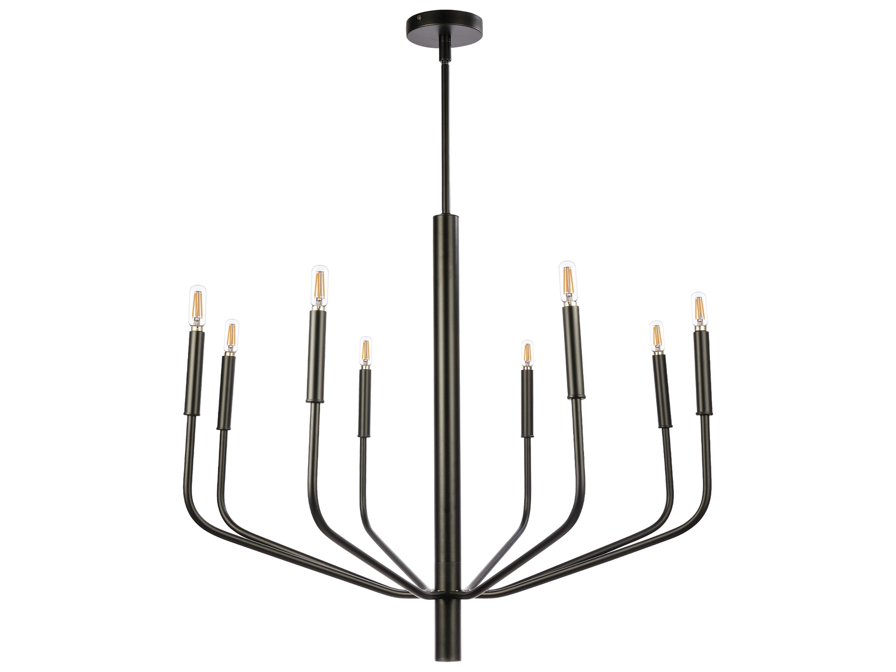 Dainolite Eleanor 8-Light Matte Black Candelabra Chandelier