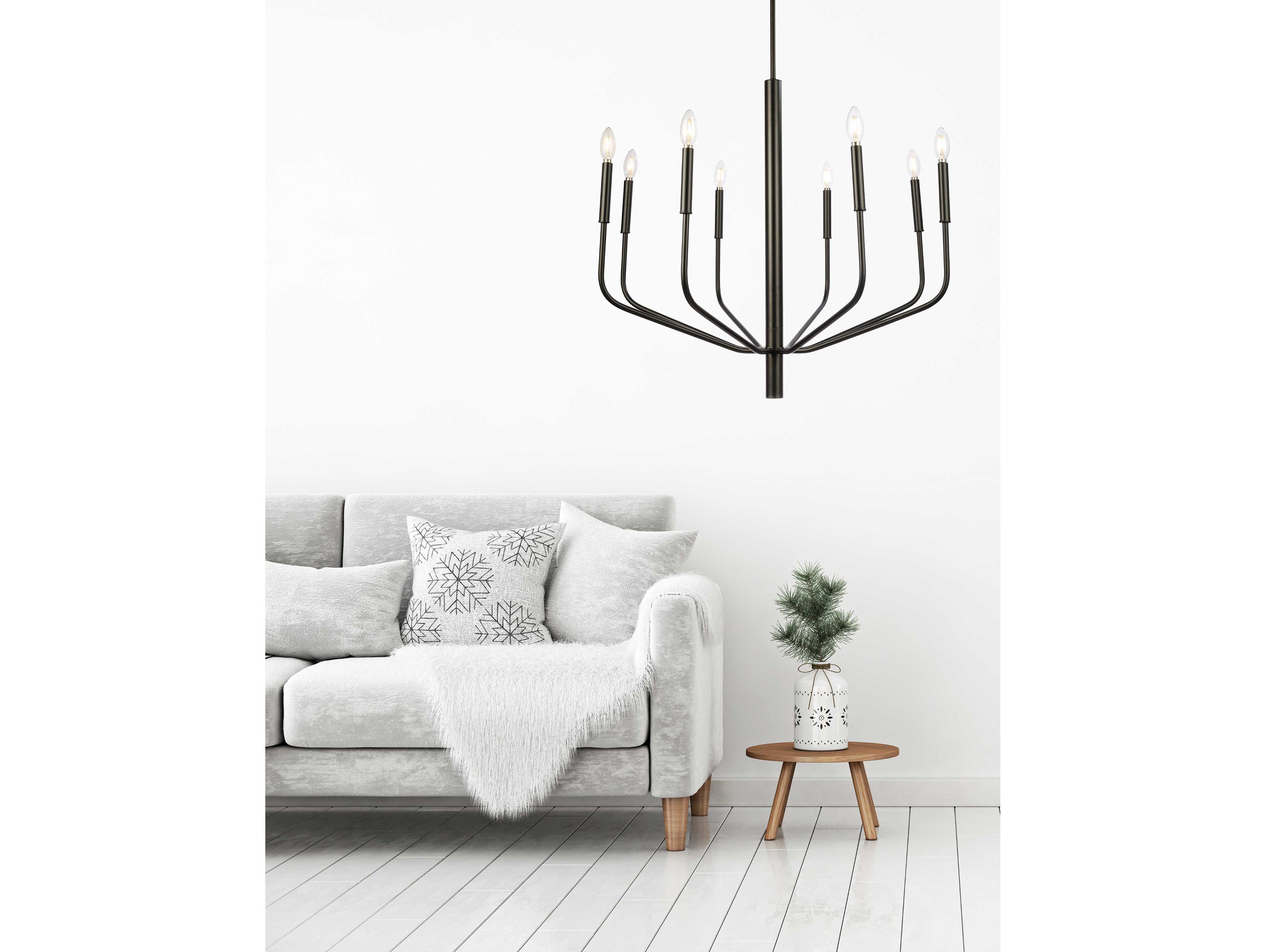 Dainolite Eleanor 8-Light Matte Black Candelabra Chandelier