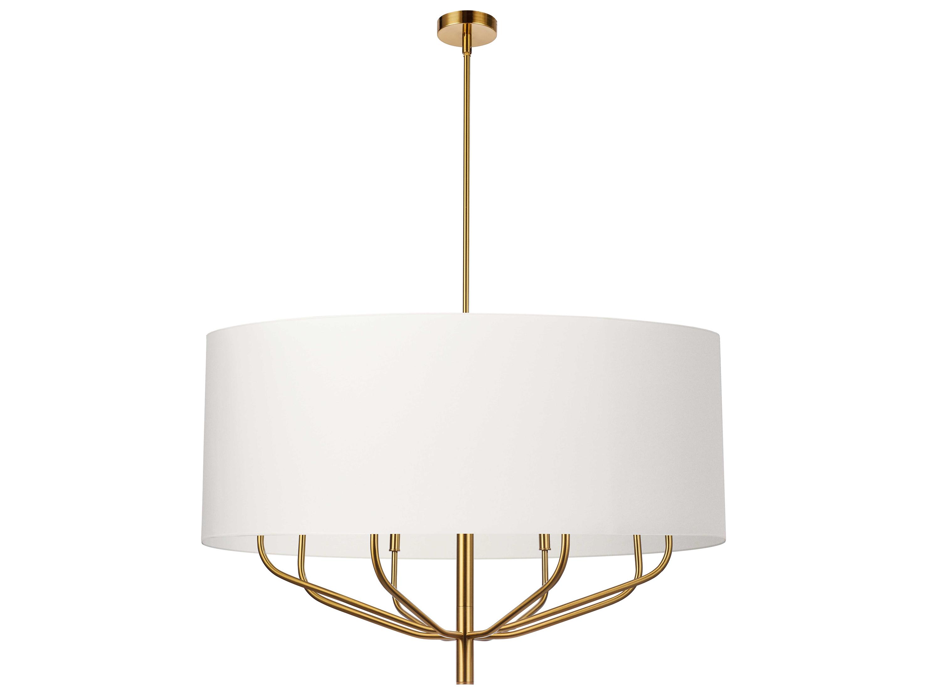 Dainolite Eleanor 8-Light Aged Brass White Drum Chandelier