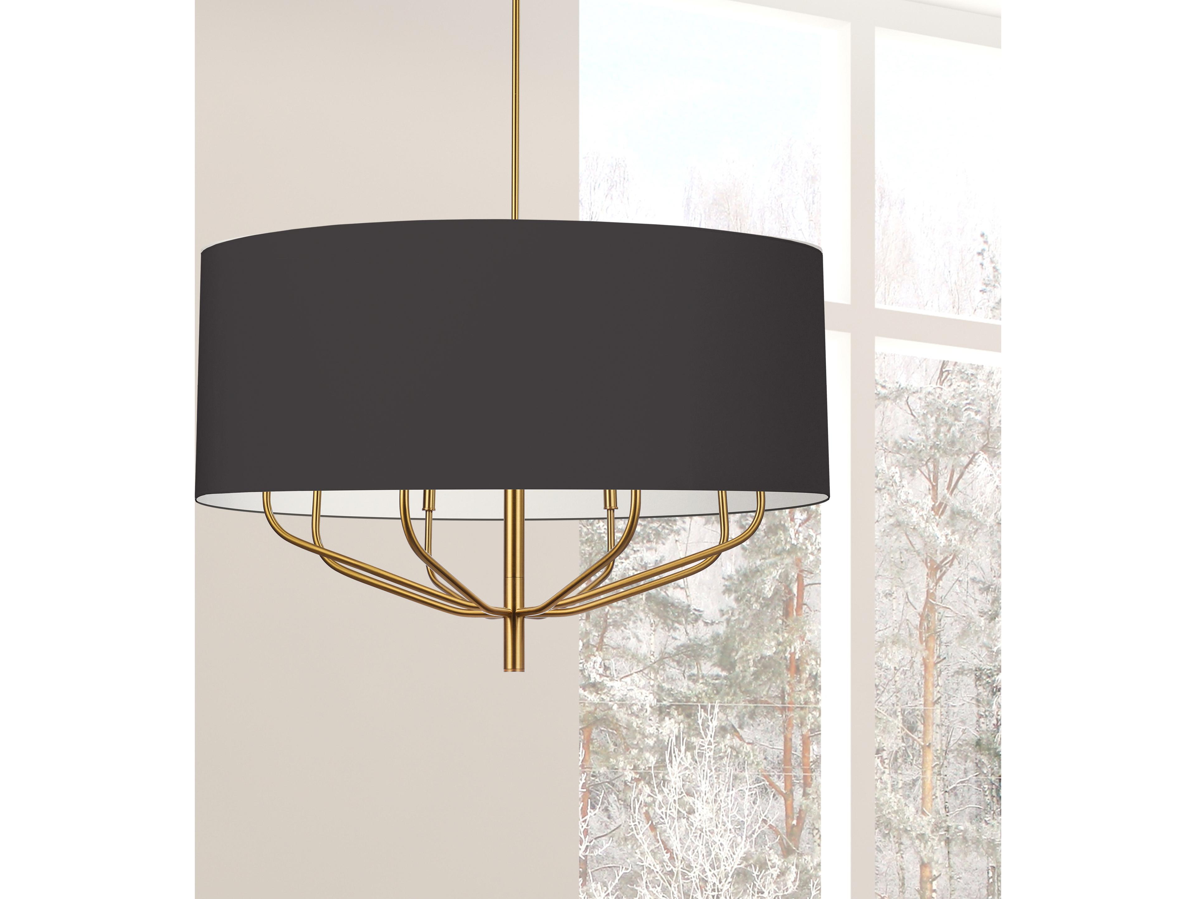 Dainolite Eleanor 8-Light Aged Brass Black Drum Chandelier