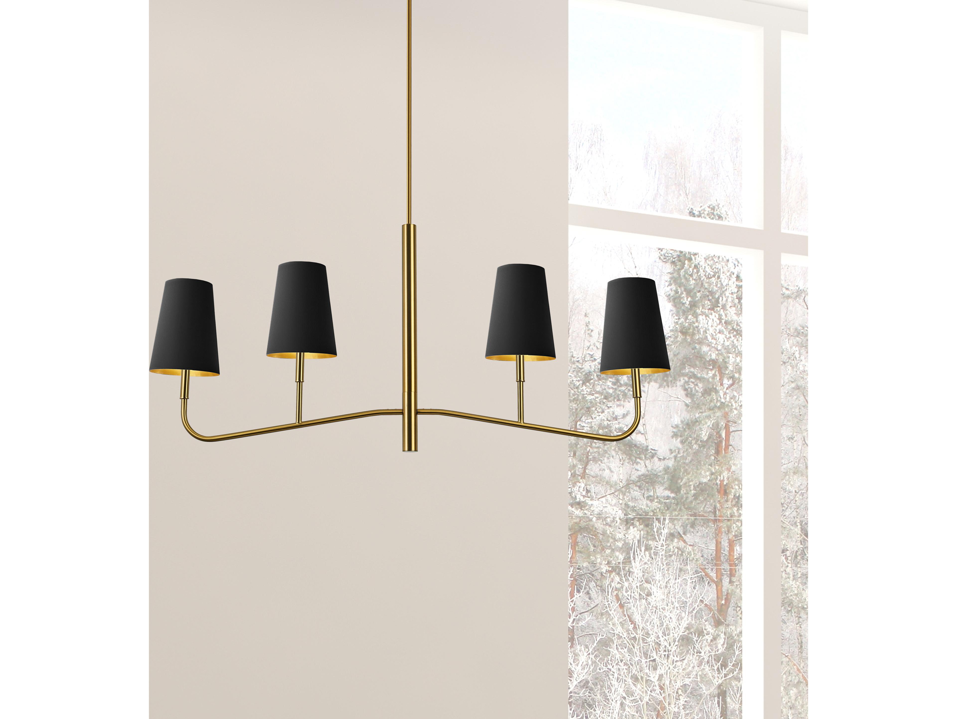 Dainolite Eleanor 4-Light Aged Brass Black Gold Island Pendant