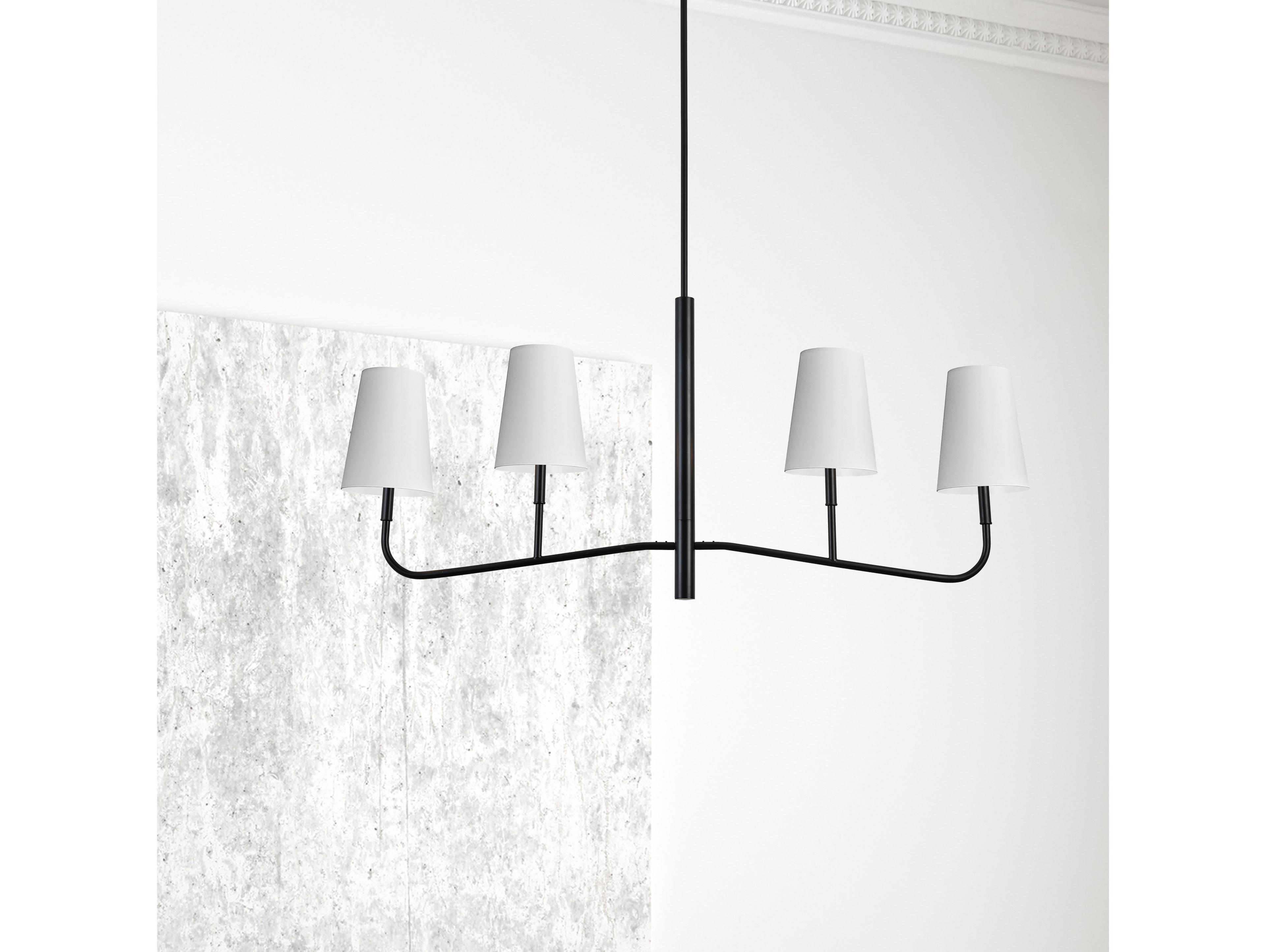 Dainolite Eleanor 4-Light Matte Black Linear Island Pendant