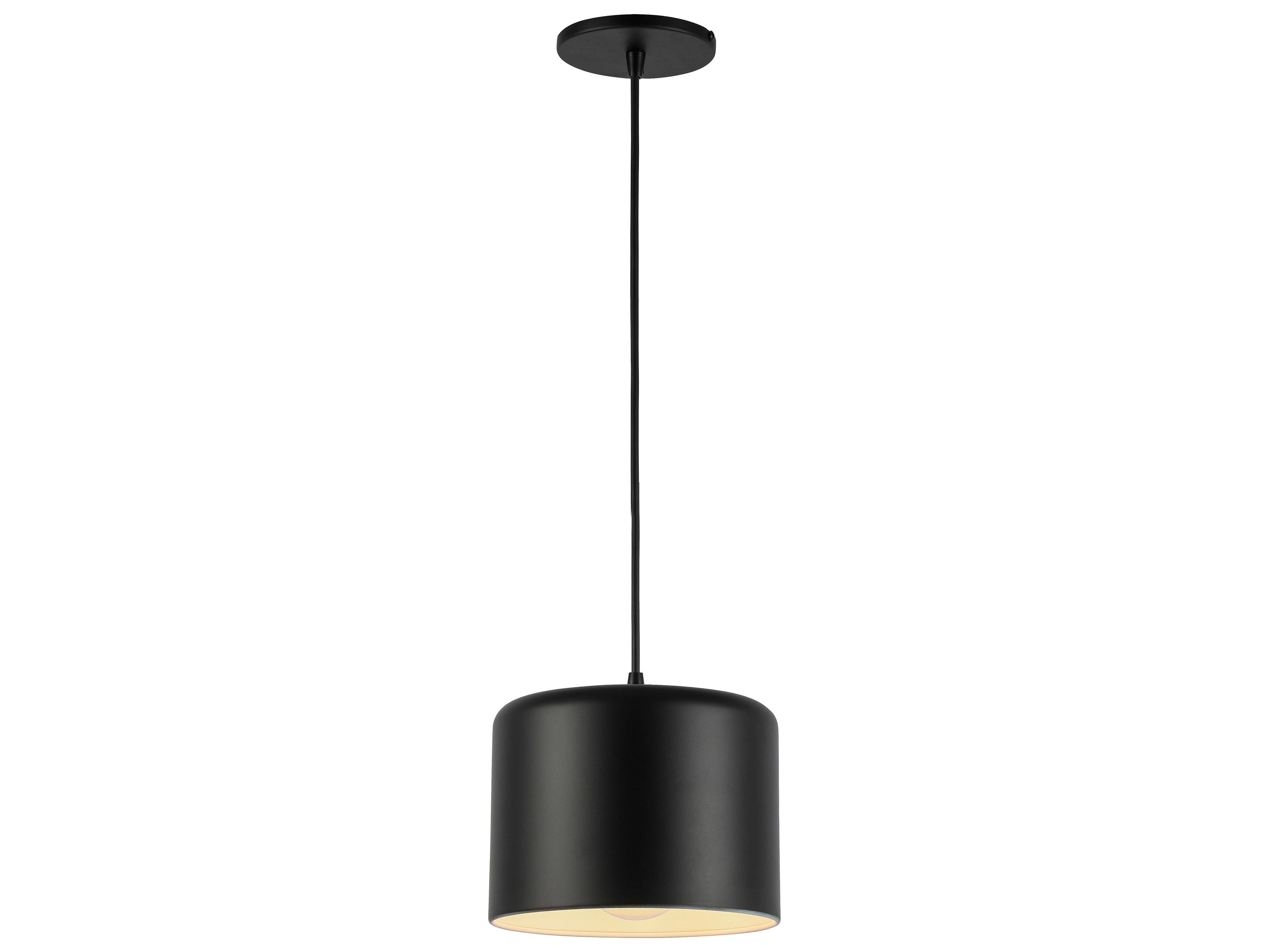 Dainolite Emilia 1-Light Matte Black White Dome Mini Pendant