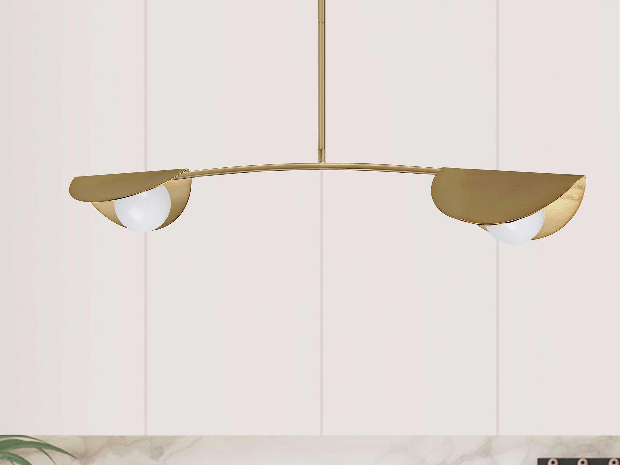 Dainolite Emma 2-Light Aged Brass Linear Island Pendant