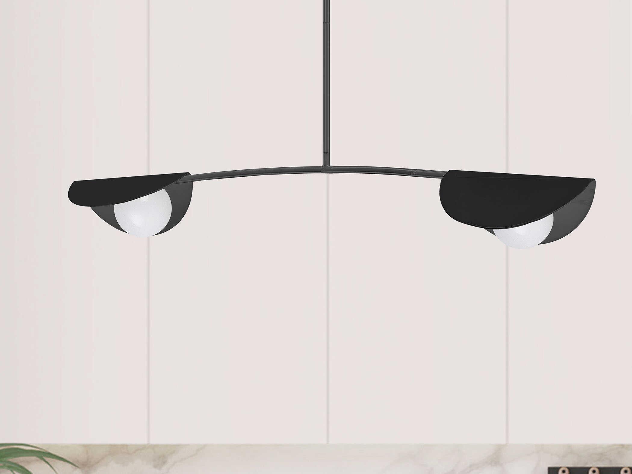 Dainolite Emma 2-Light Matte Black Linear Island Pendant