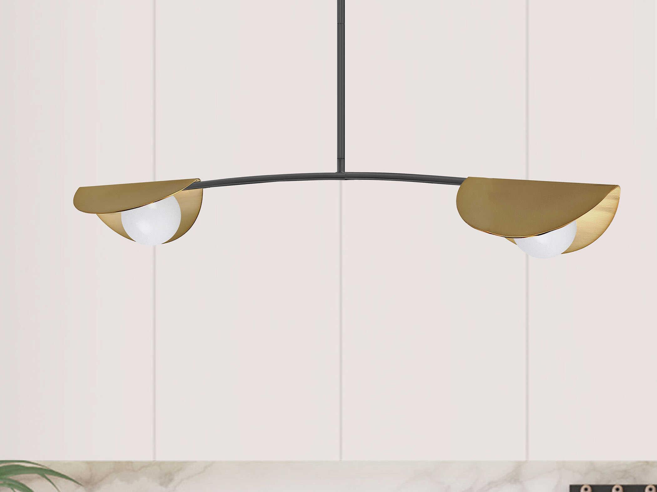 Dainolite Emma 2-Light Matte Black Aged Brass Linear Island Pendant