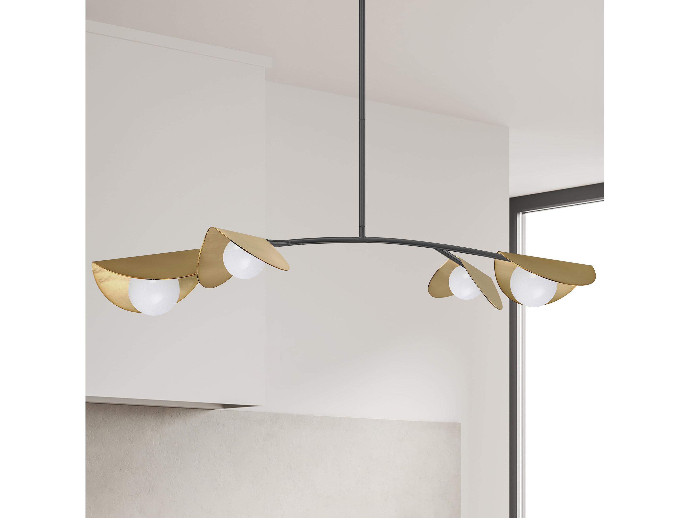 Dainolite Emma 4-Light Matte Black Aged Brass Linear Island Pendant