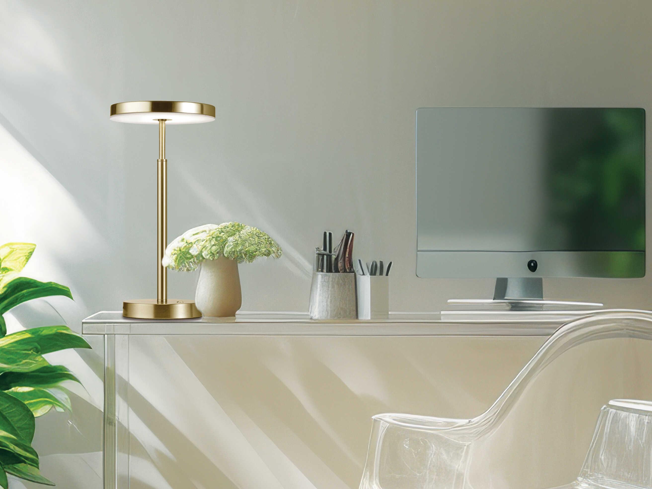 Dainolite Francine Aged Brass White Acrylic Table Lamp