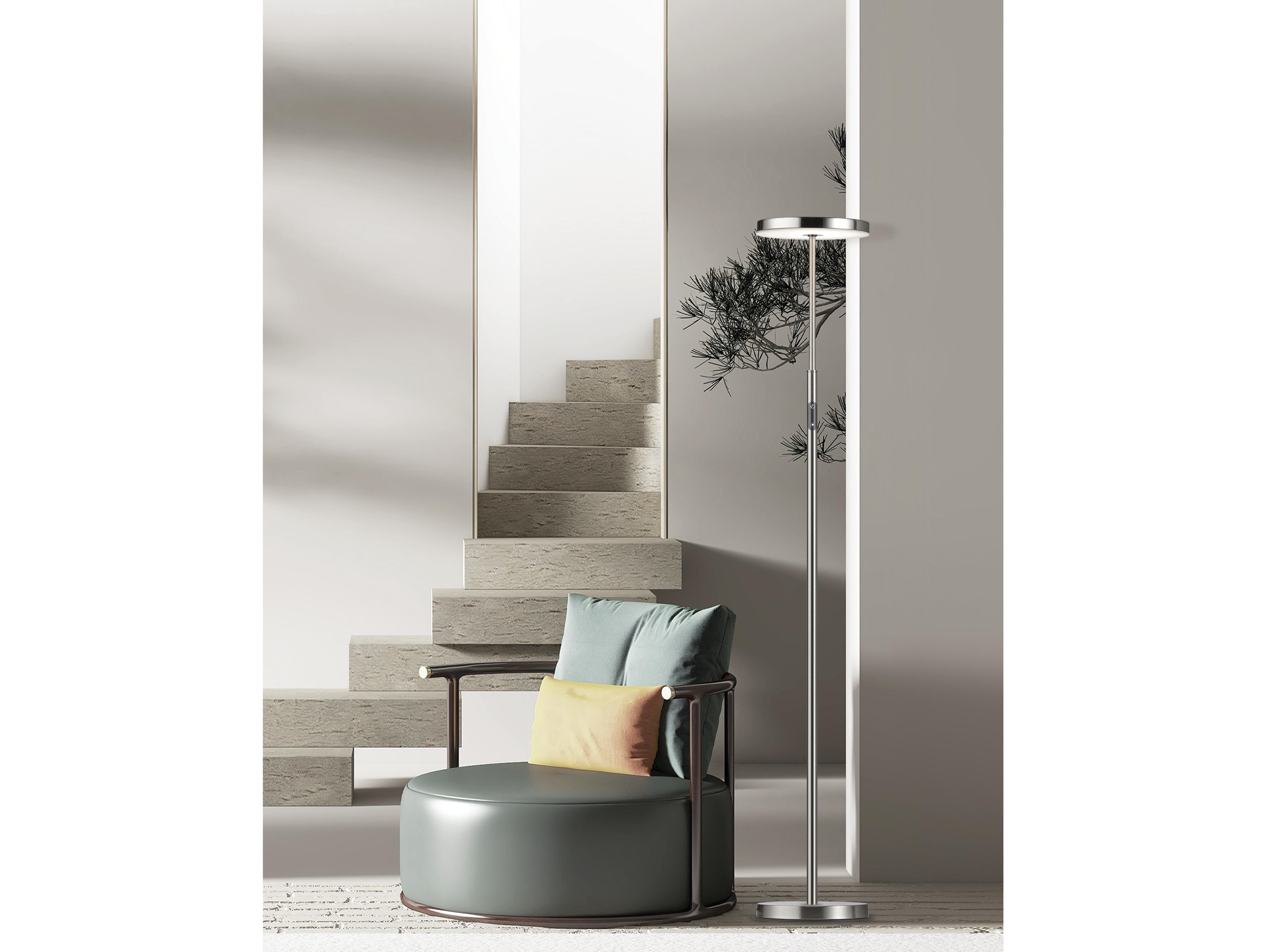 Dainolite Francine Satin Nickel White Floor Lamp