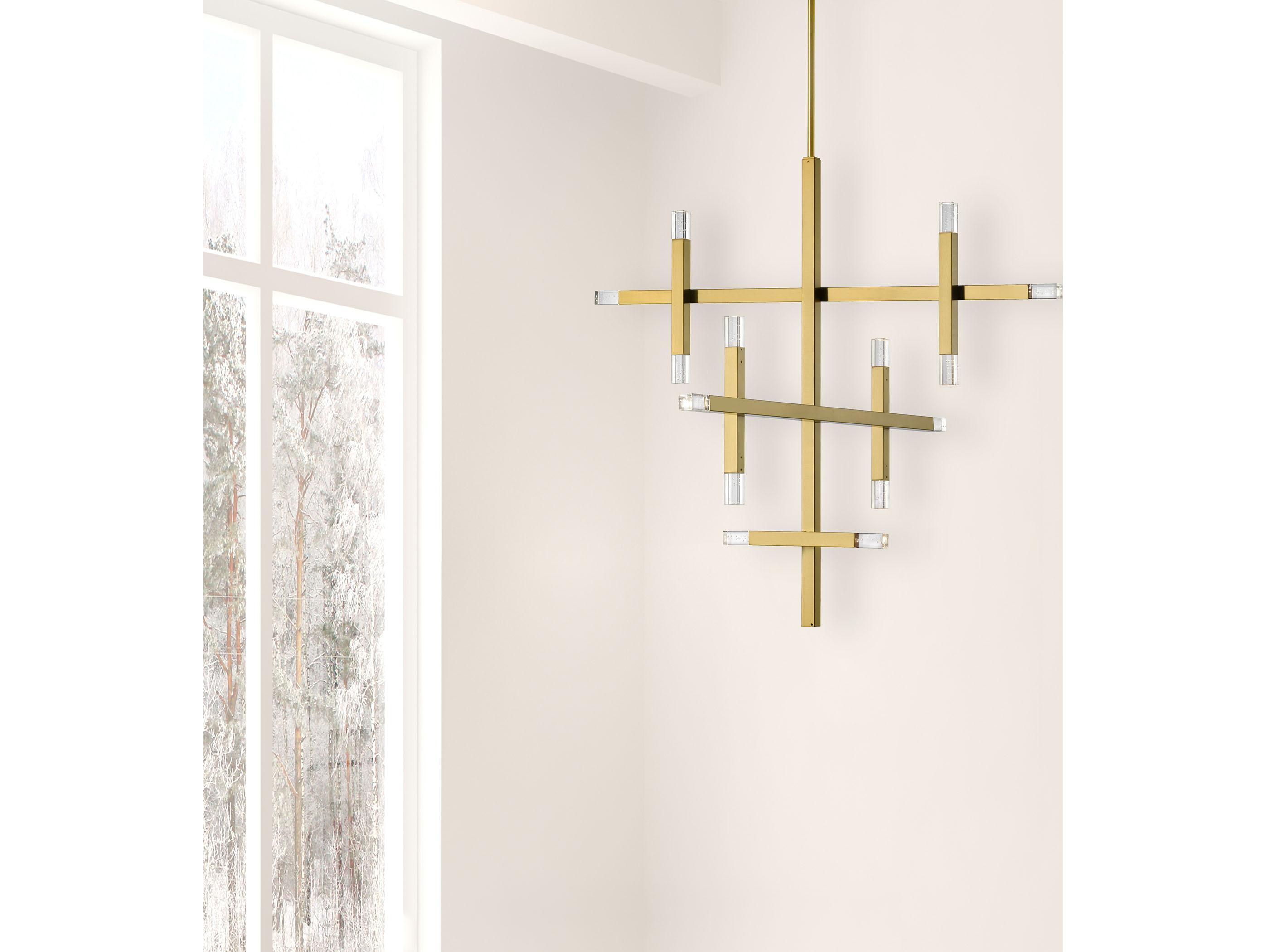Dainolite Francesca 14-Light Aged Brass Geometric Linear Chandelier