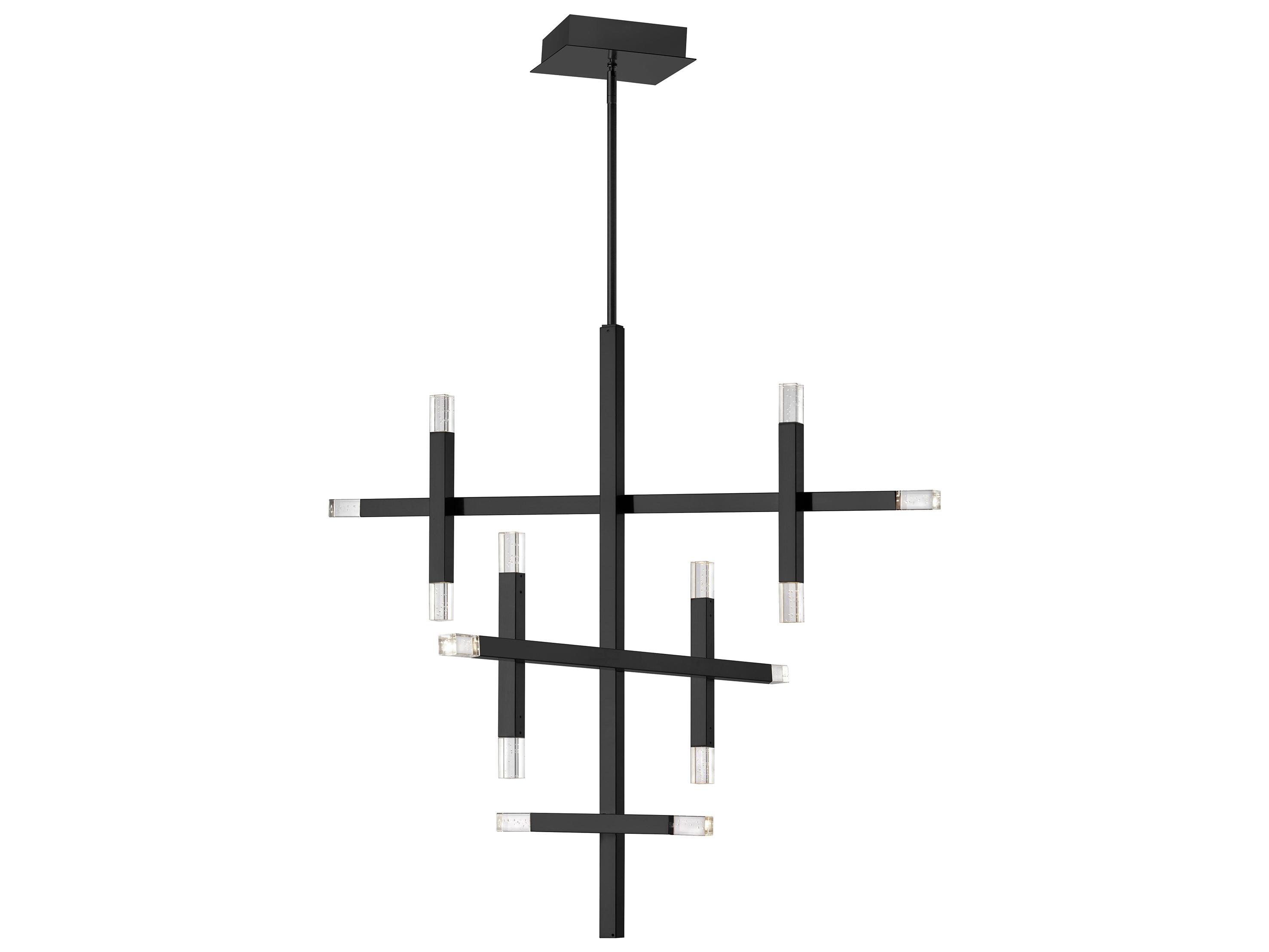 Dainolite Francesca 14-Light Matte Black Geometric Linear Chandelier