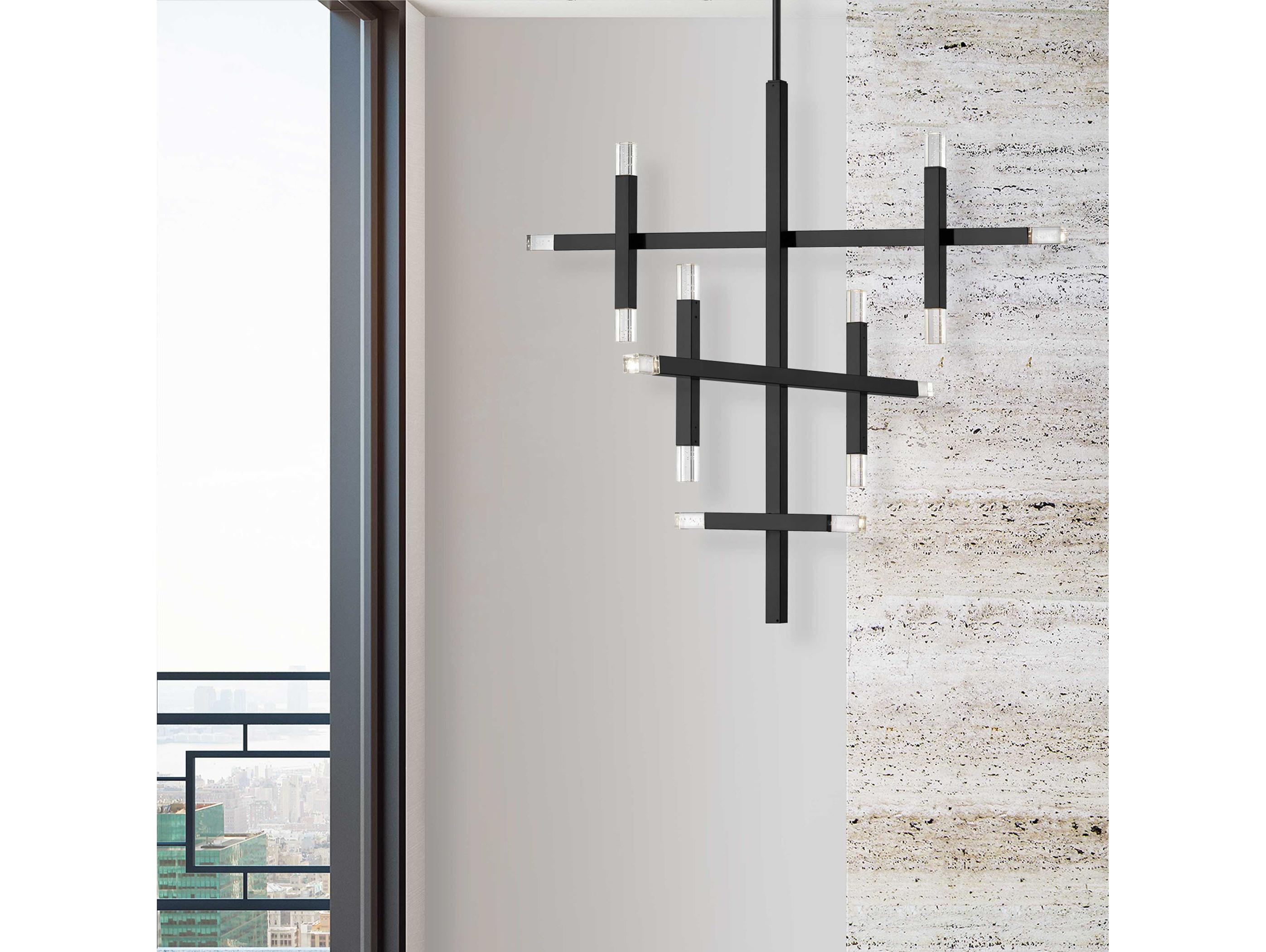 Dainolite Francesca 14-Light Matte Black Geometric Linear Chandelier