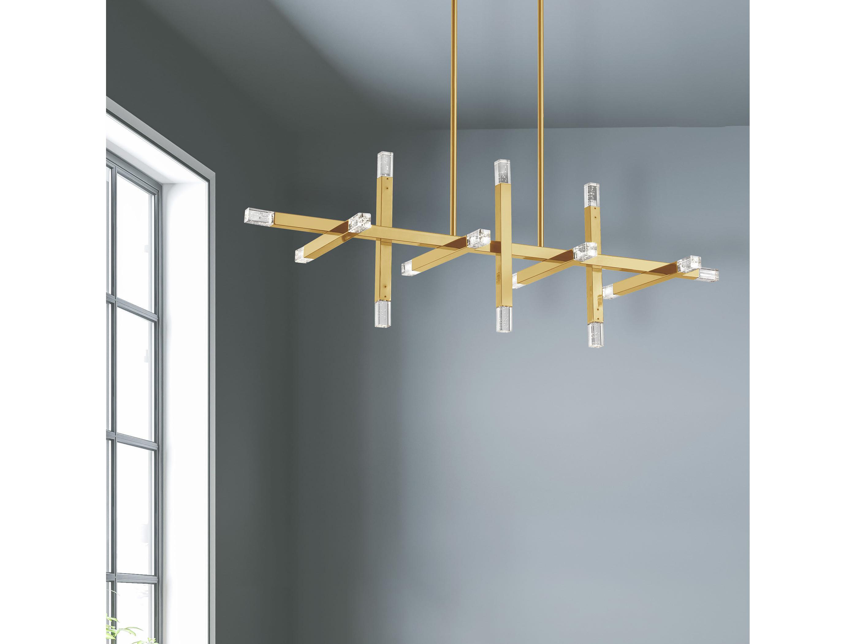 Dainolite Francesca 16-Light Aged Brass Geometric Linear Island Pendant