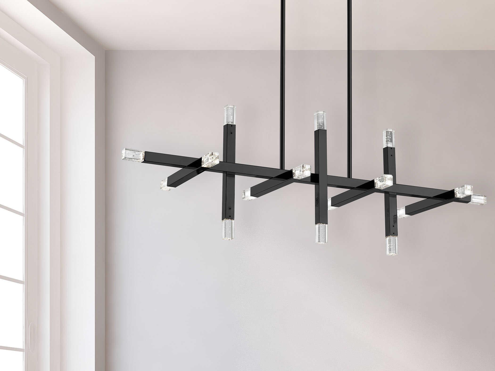 Dainolite Francesca 16-Light Matte Black Geometric Linear Island Pendant