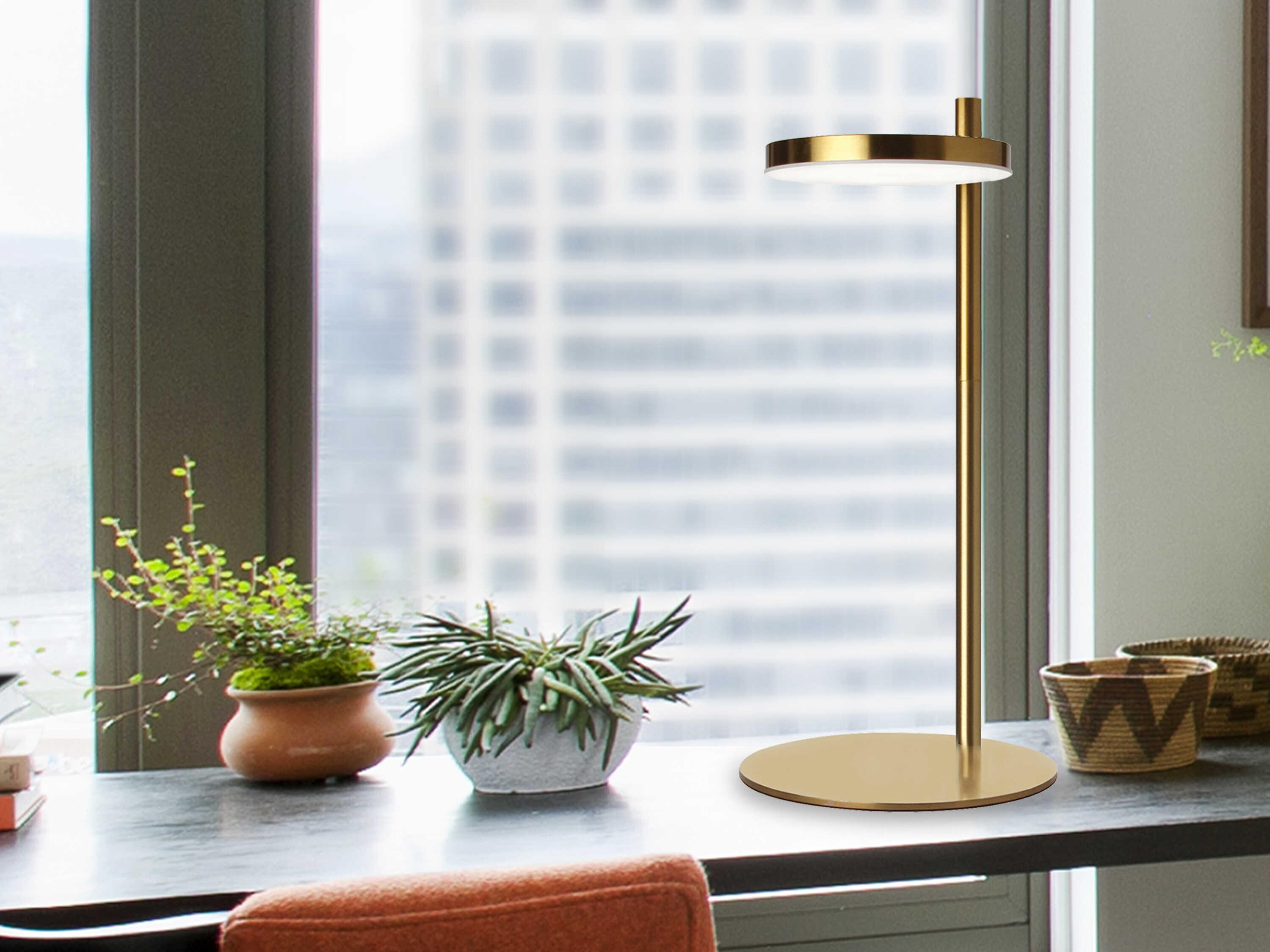 Dainolite Fia Aged Brass White Acrylic Table Lamp