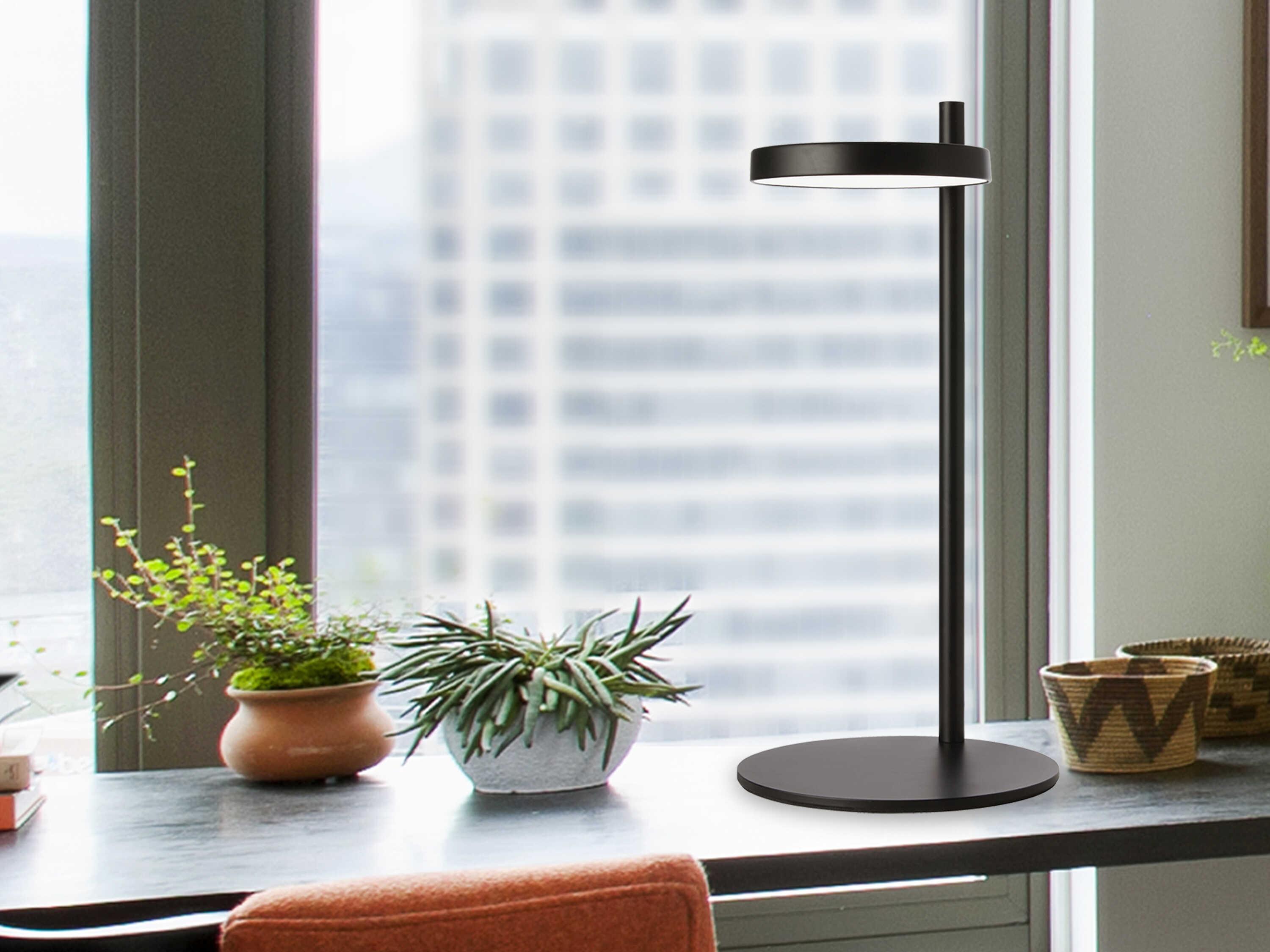 Dainolite Fia Matte Black White Acrylic Table Lamp