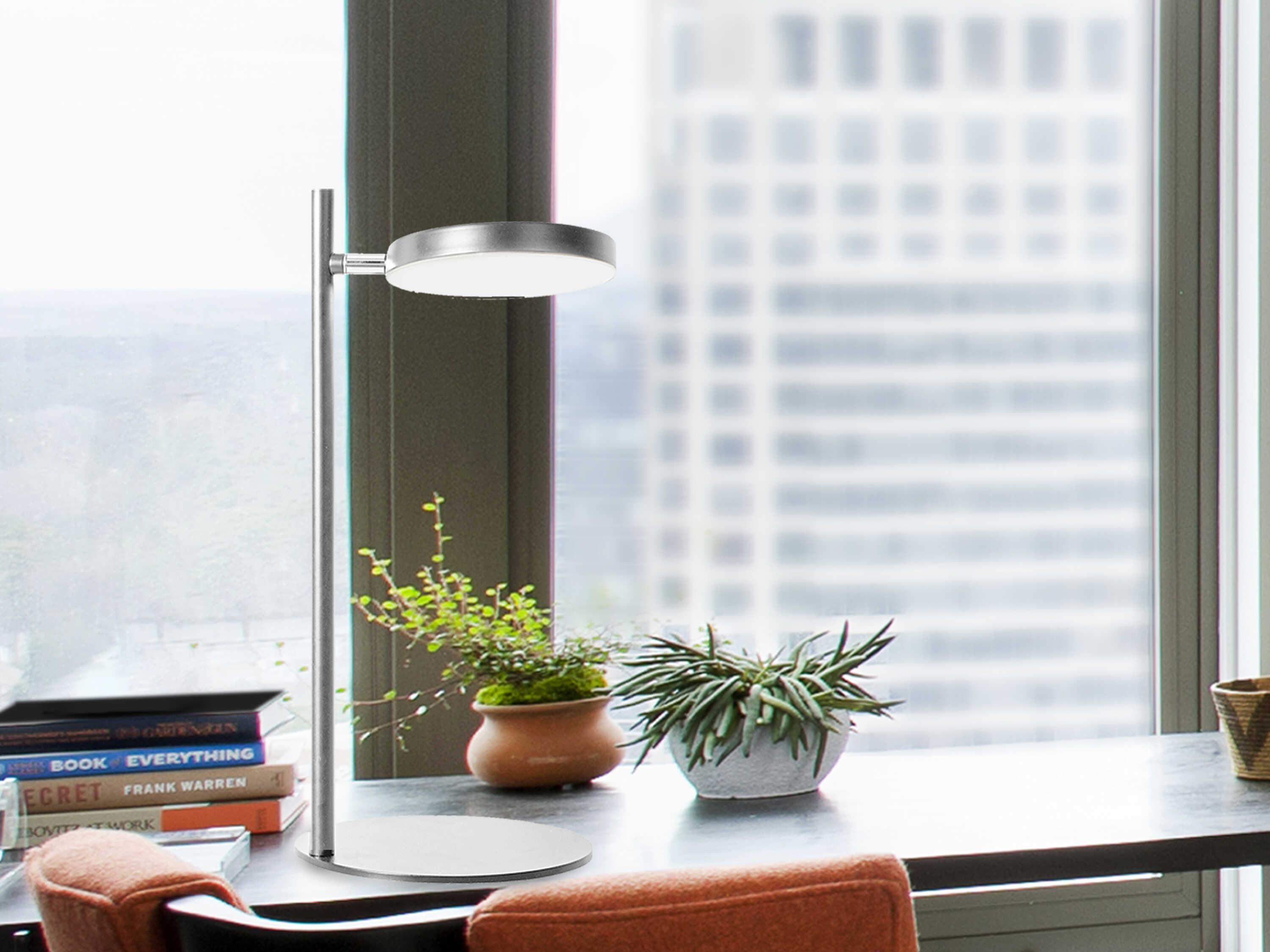 Dainolite Fia Satin Chrome White Acrylic Table Lamp