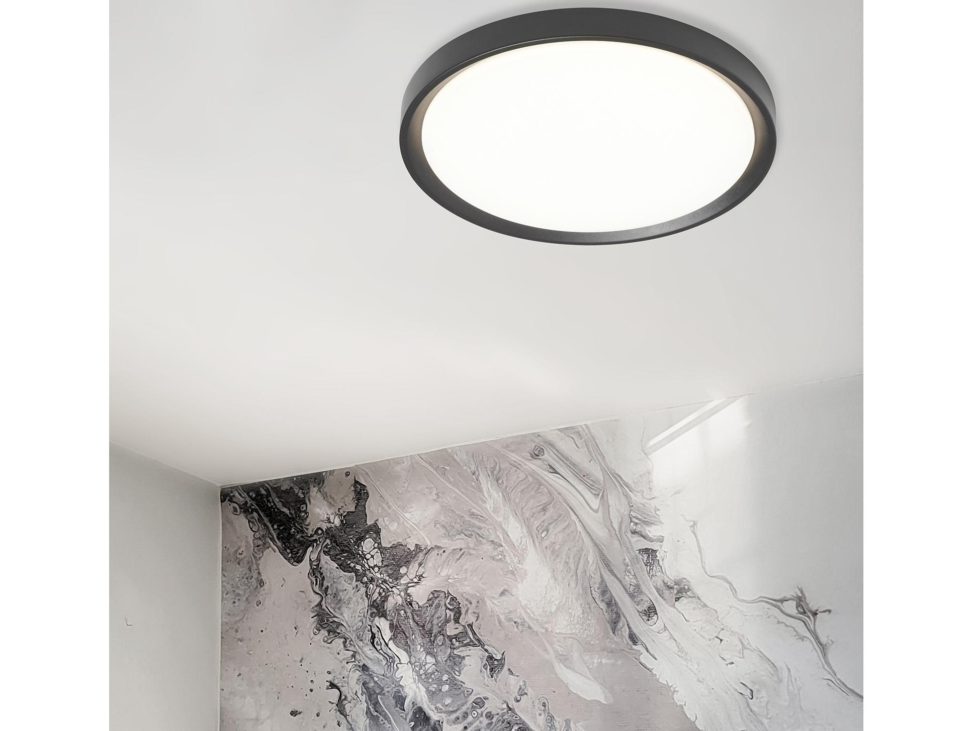 Dainolite Frida 1-Light White Sandy Black Round Flush Mount