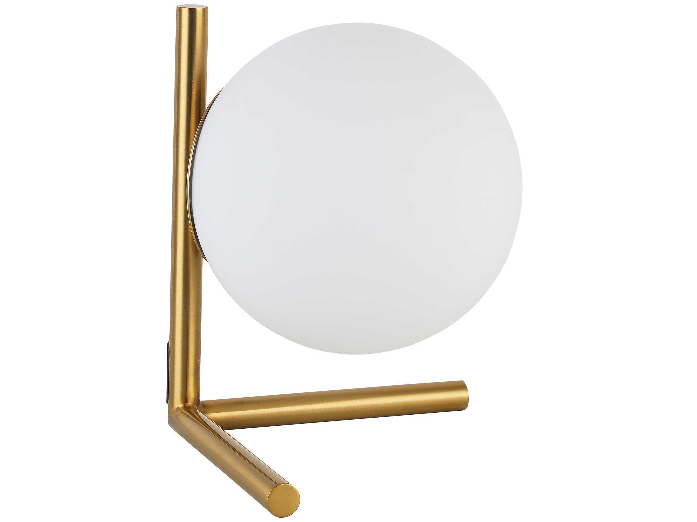 Dainolite Folgar Aged Brass Opal White Glass Table Lamp