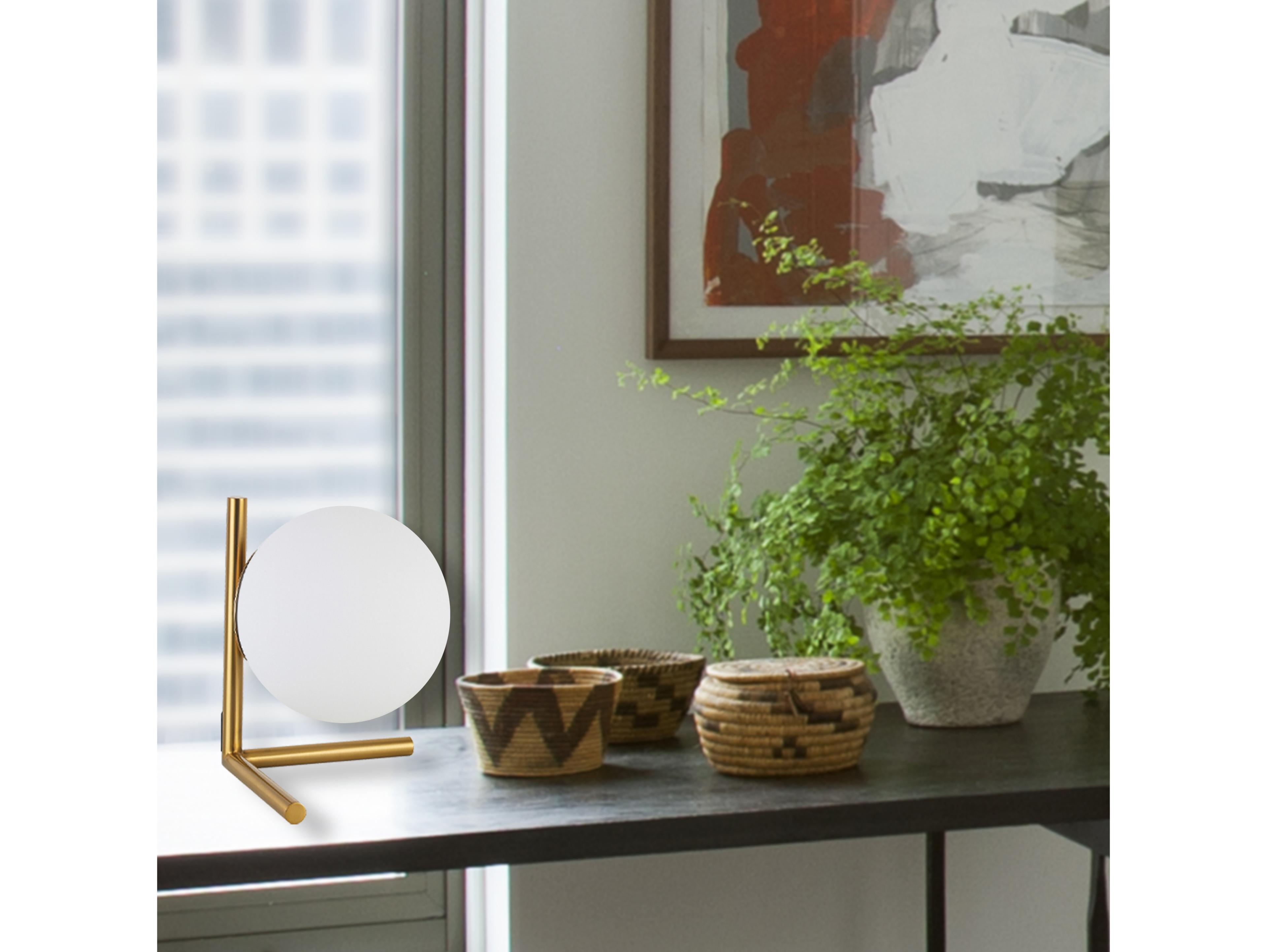 Dainolite Folgar Aged Brass Opal White Glass Table Lamp