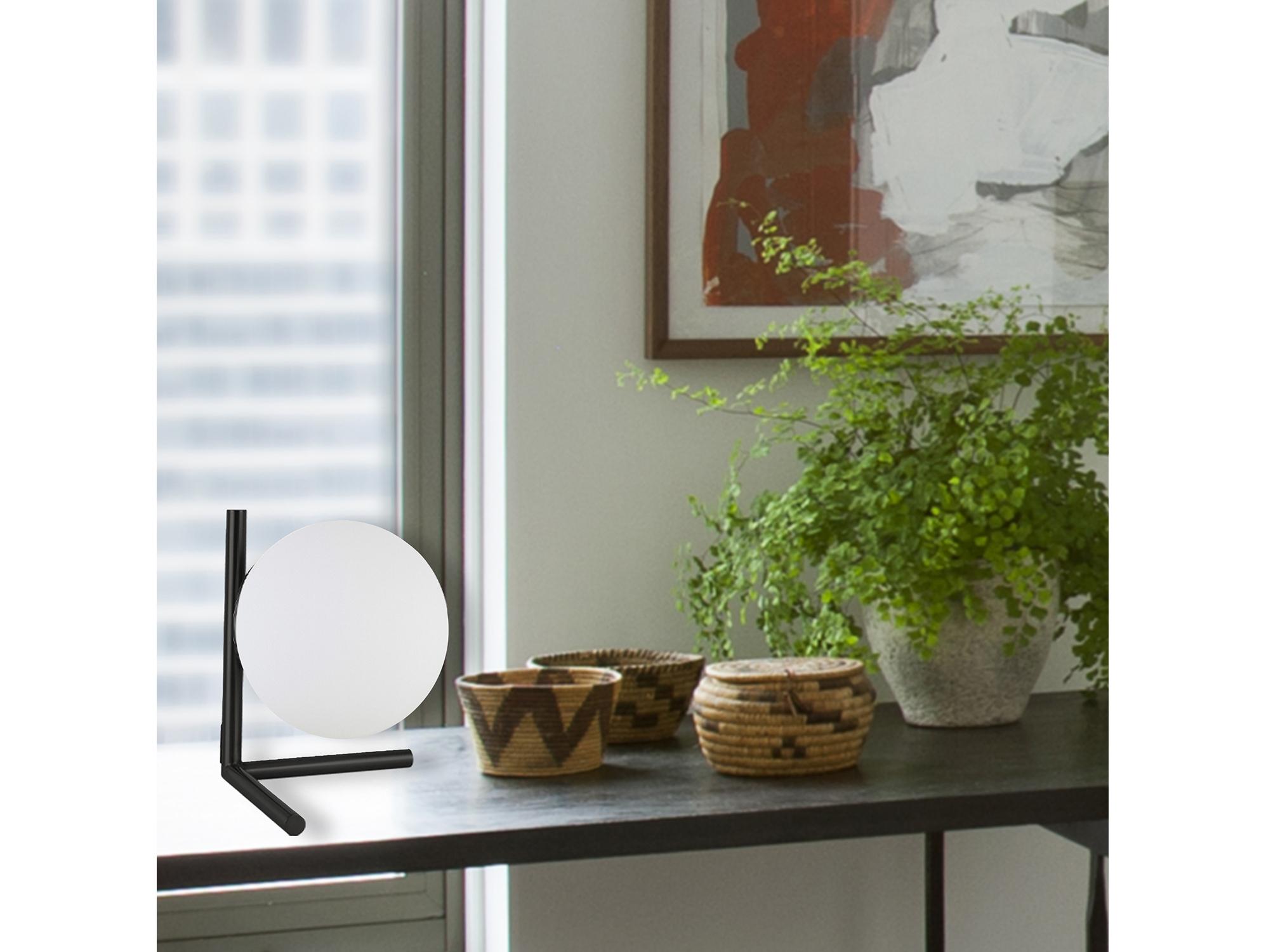 Dainolite Folgar Matte Black Opal White Glass Table Lamp