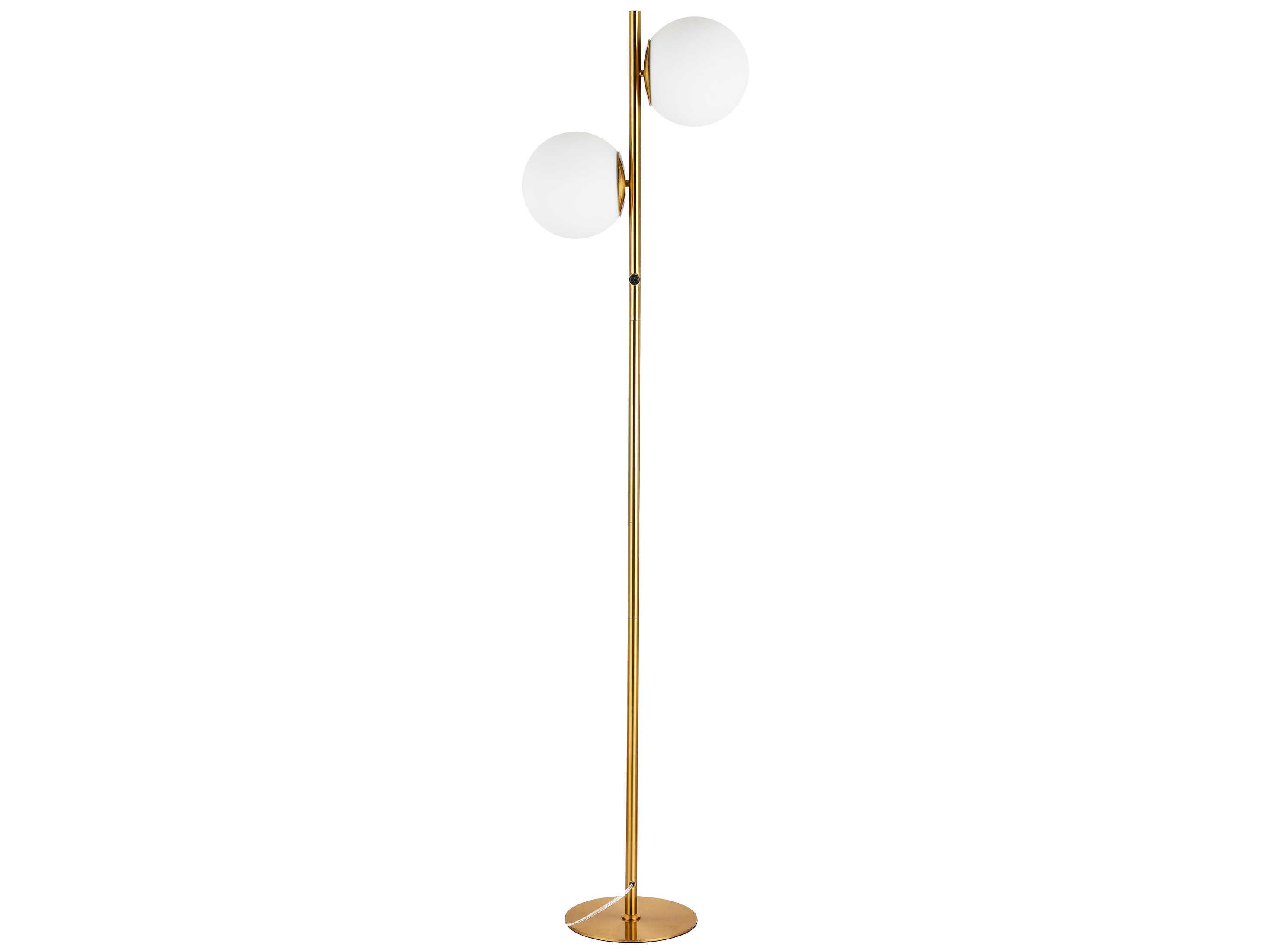 Dainolite Folgar Aged Brass Opal White Glass Floor Lamp