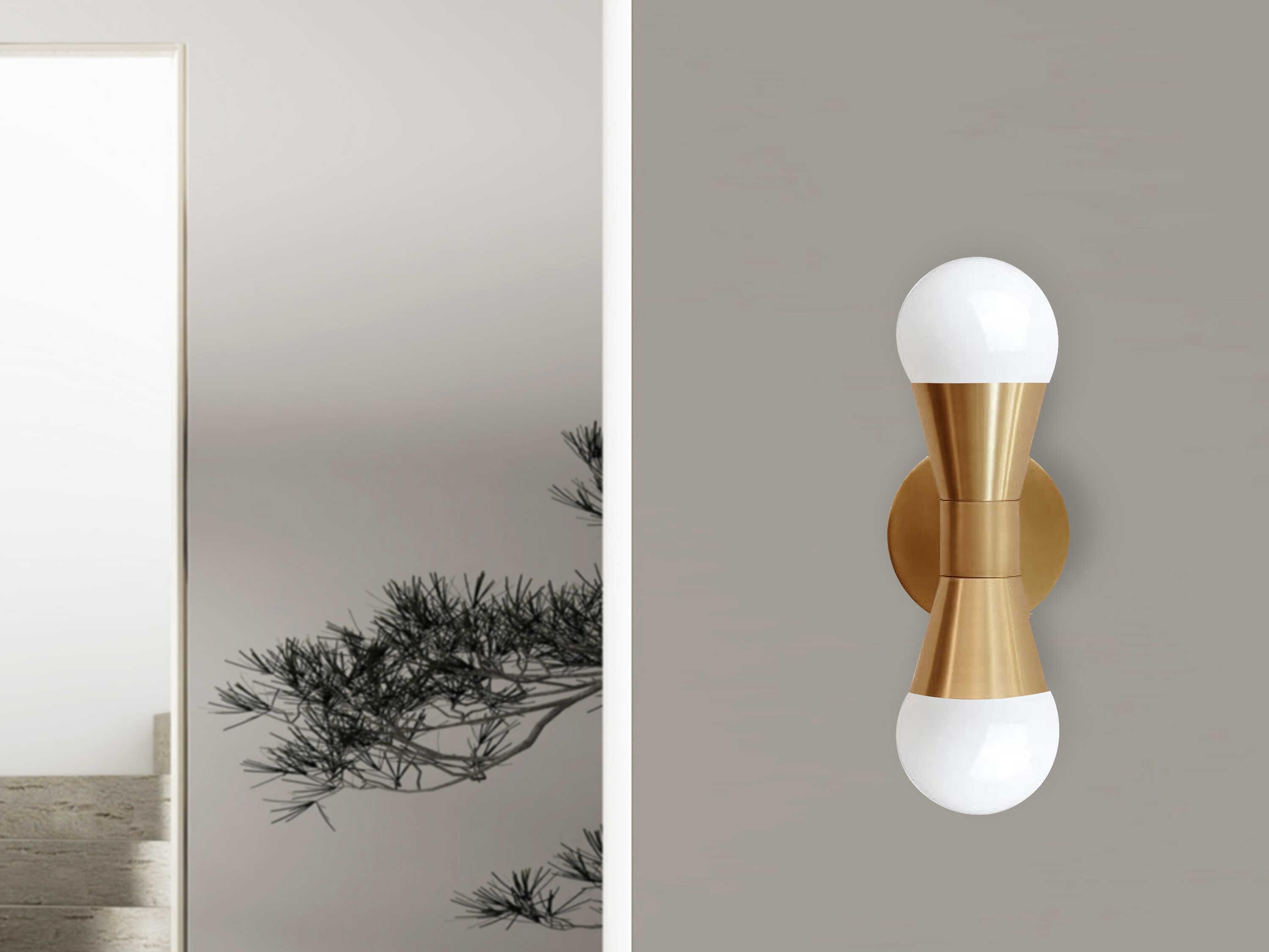 Dainolite Fortuna 2-Light Aged Brass Wall Sconce