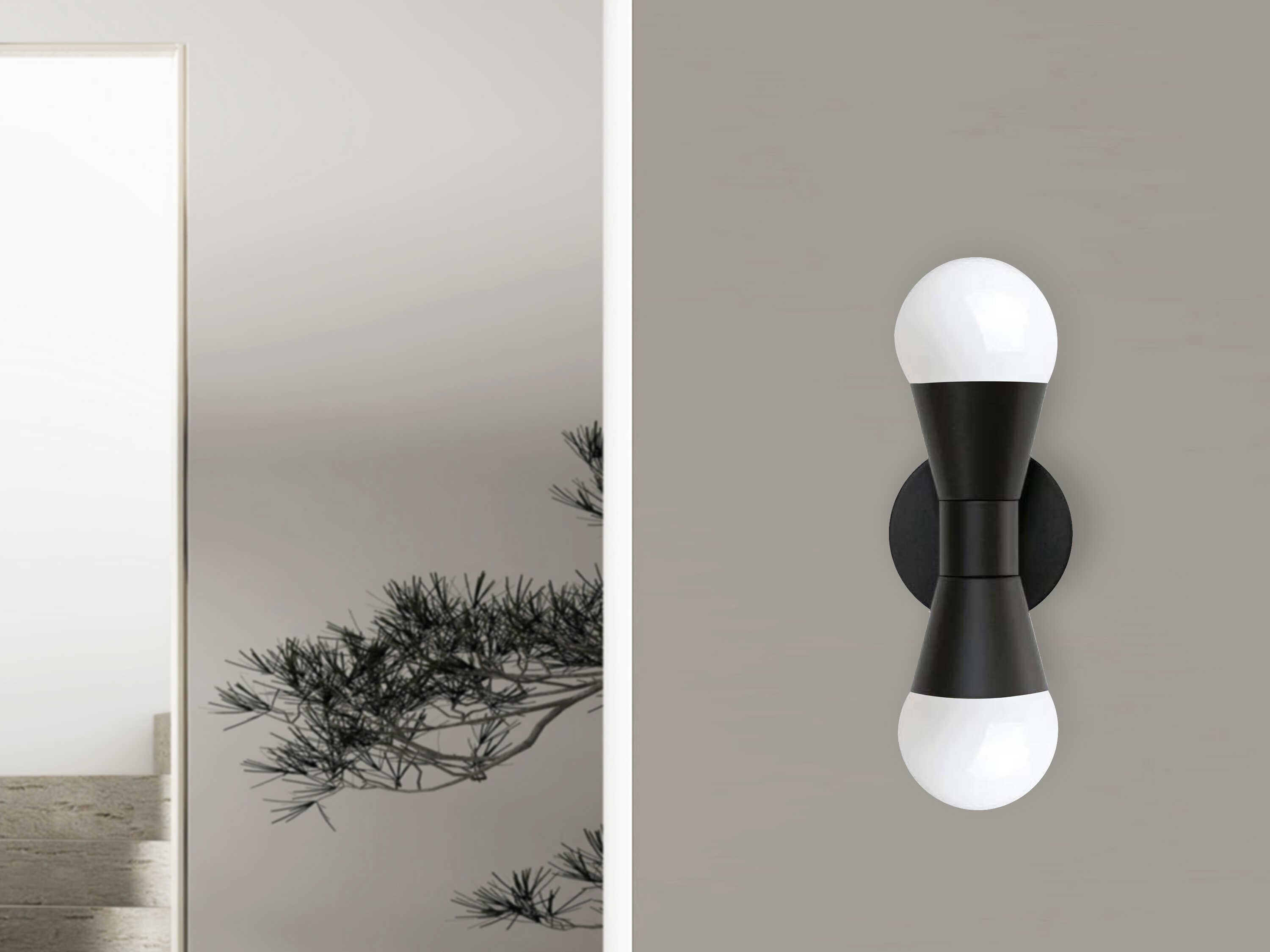 Dainolite Fortuna 2-Light Matte Black Wall Sconce