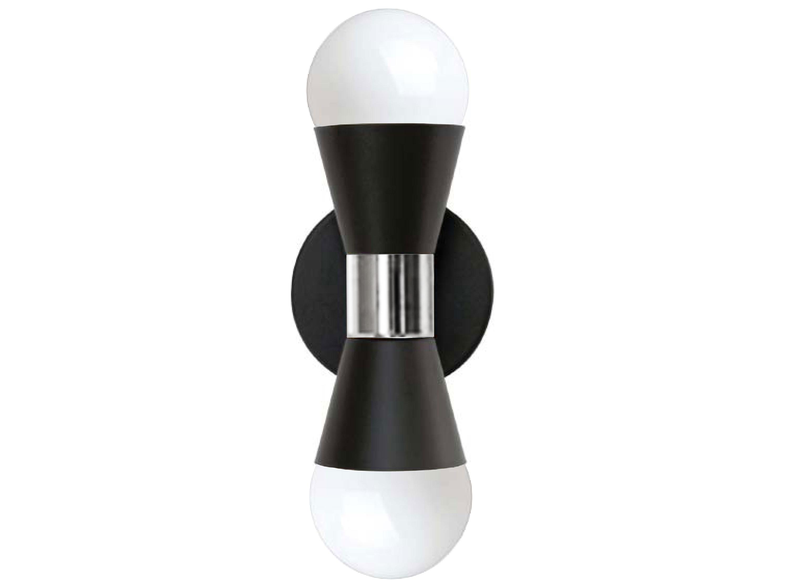 Dainolite Fortuna 2-Light Matte Black Polished Chrome Wall Sconce