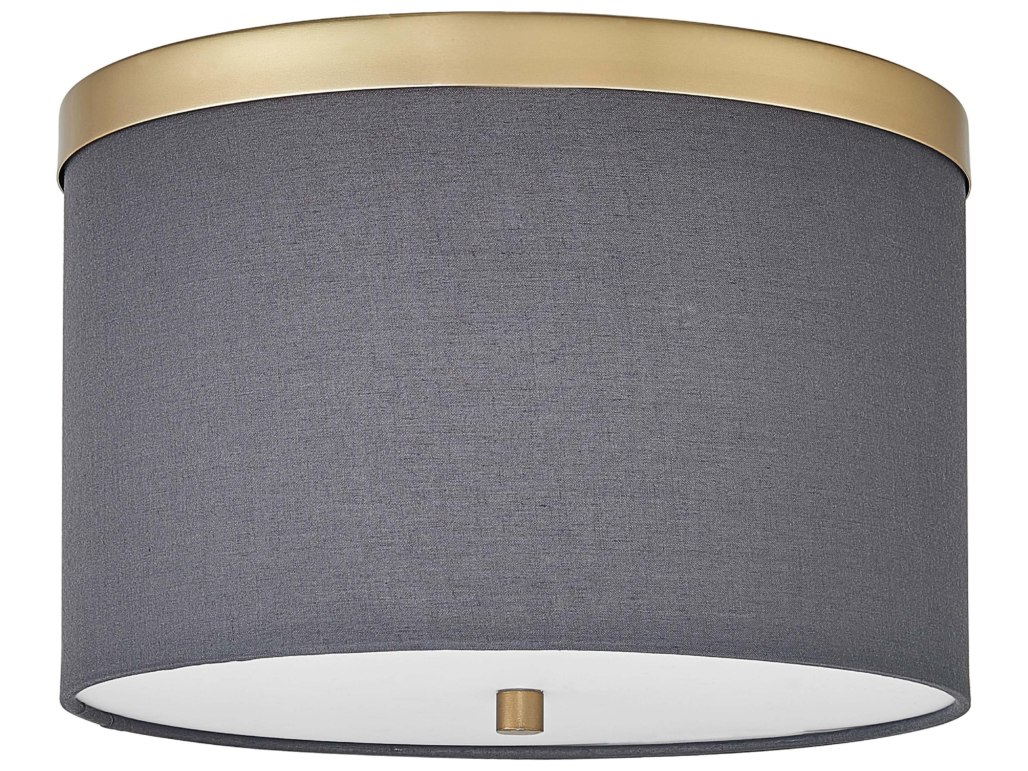 Dainolite Frederica 2-Light Grey Aged Brass Drum Flush Mount