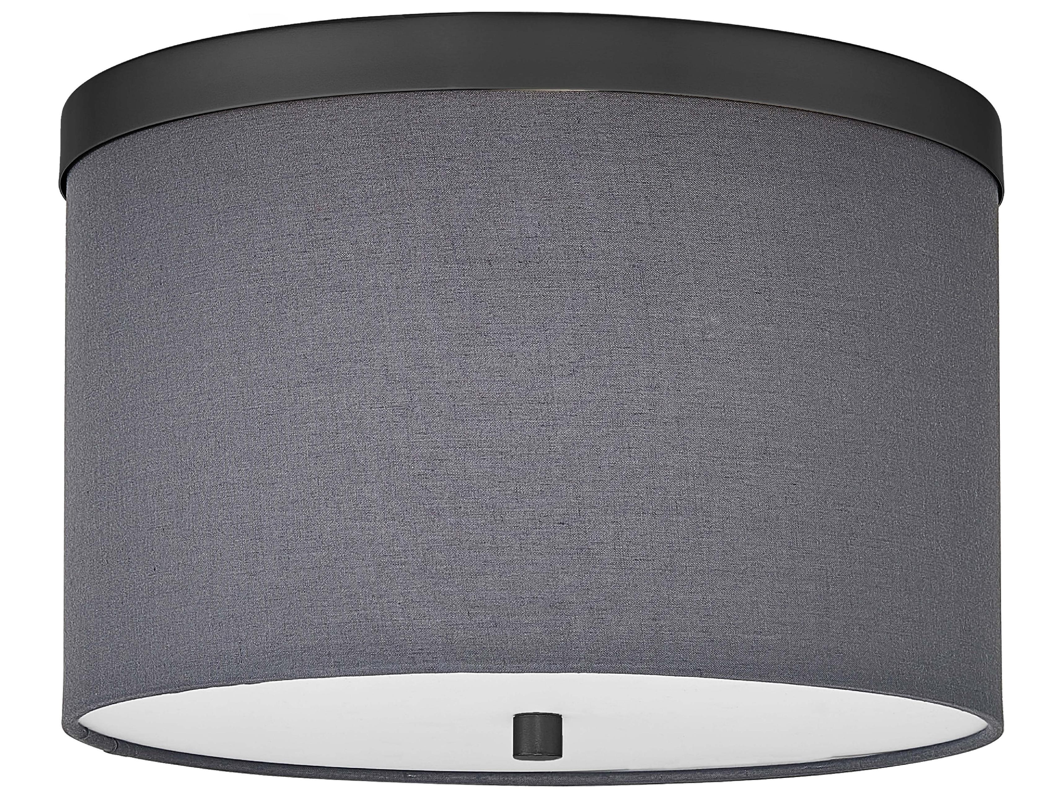 Dainolite Frederica 2-Light Grey Matte Black Drum Flush Mount