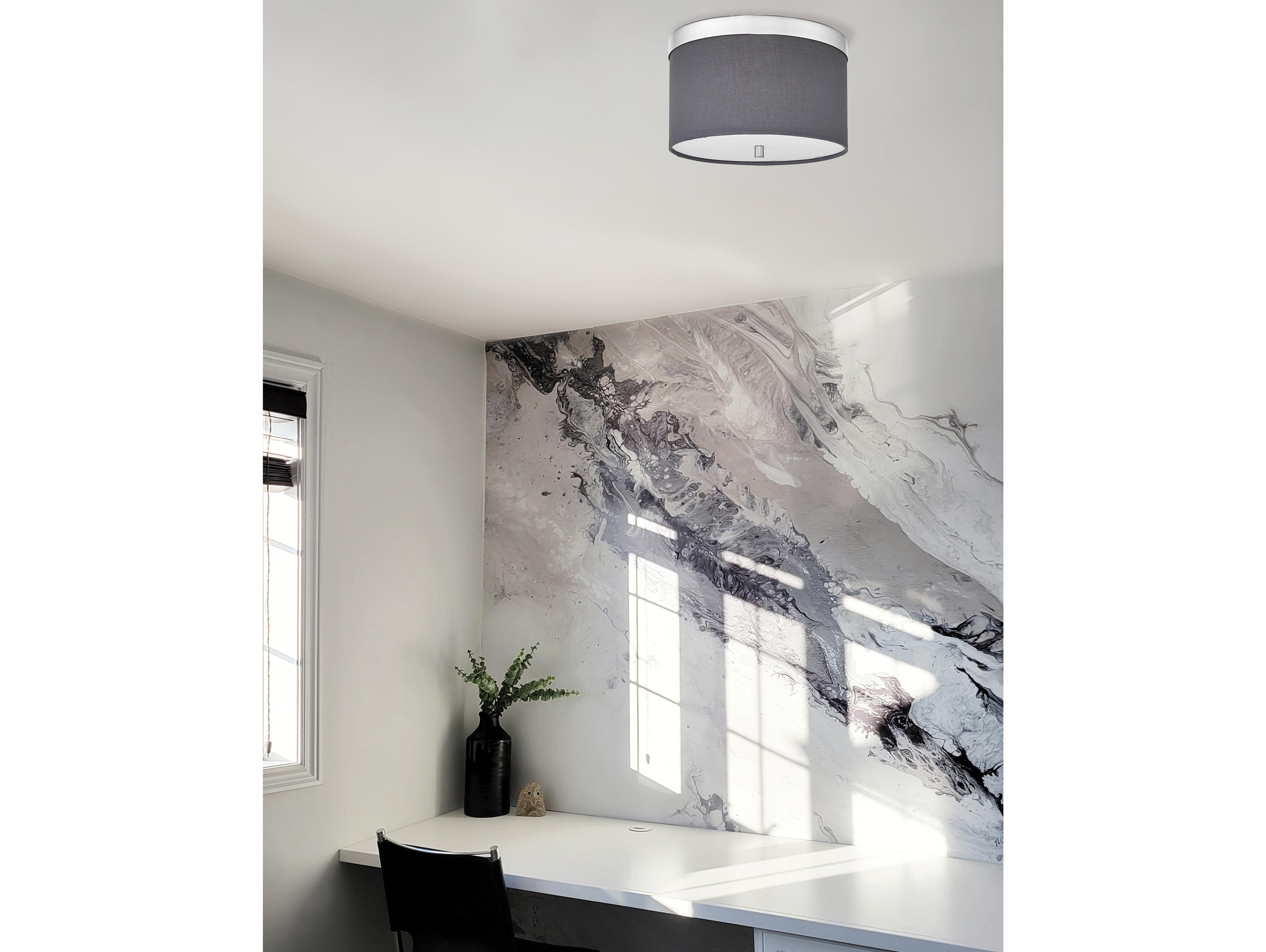 Dainolite Frederica 2-Light Grey Polished Chrome Drum Flush Mount