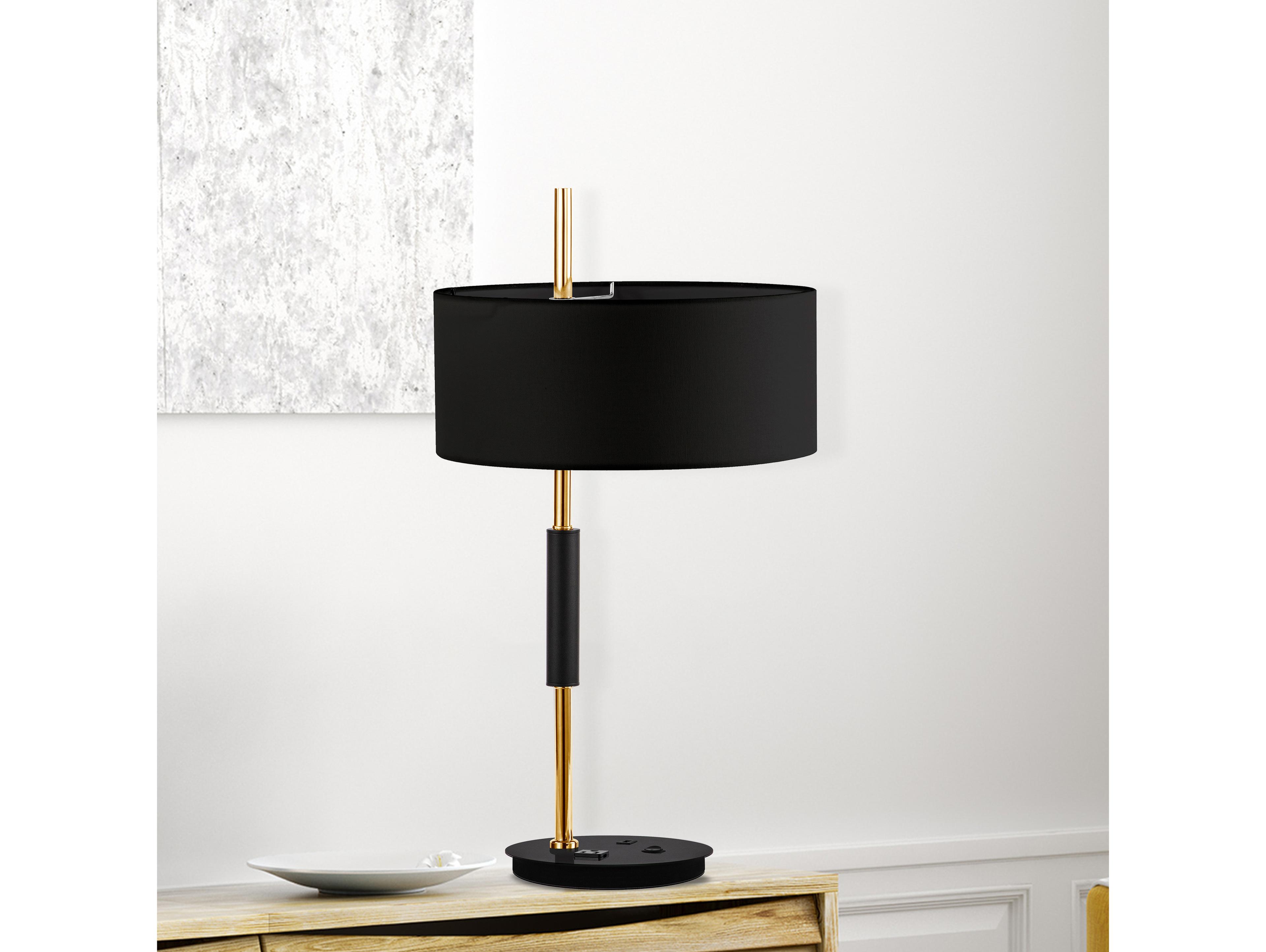 Dainolite Fitzgerald Aged Brass Matte Black Buffet Lamp