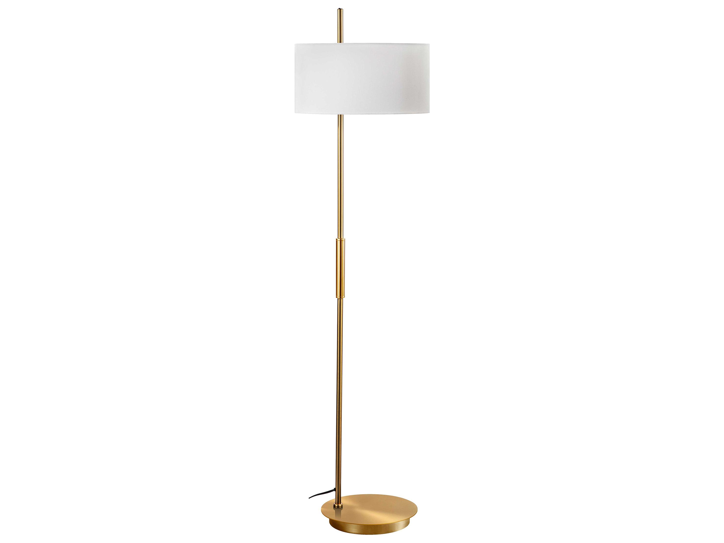 Dainolite Fitzgerald Aged Brass White Fabric Floor Lamp