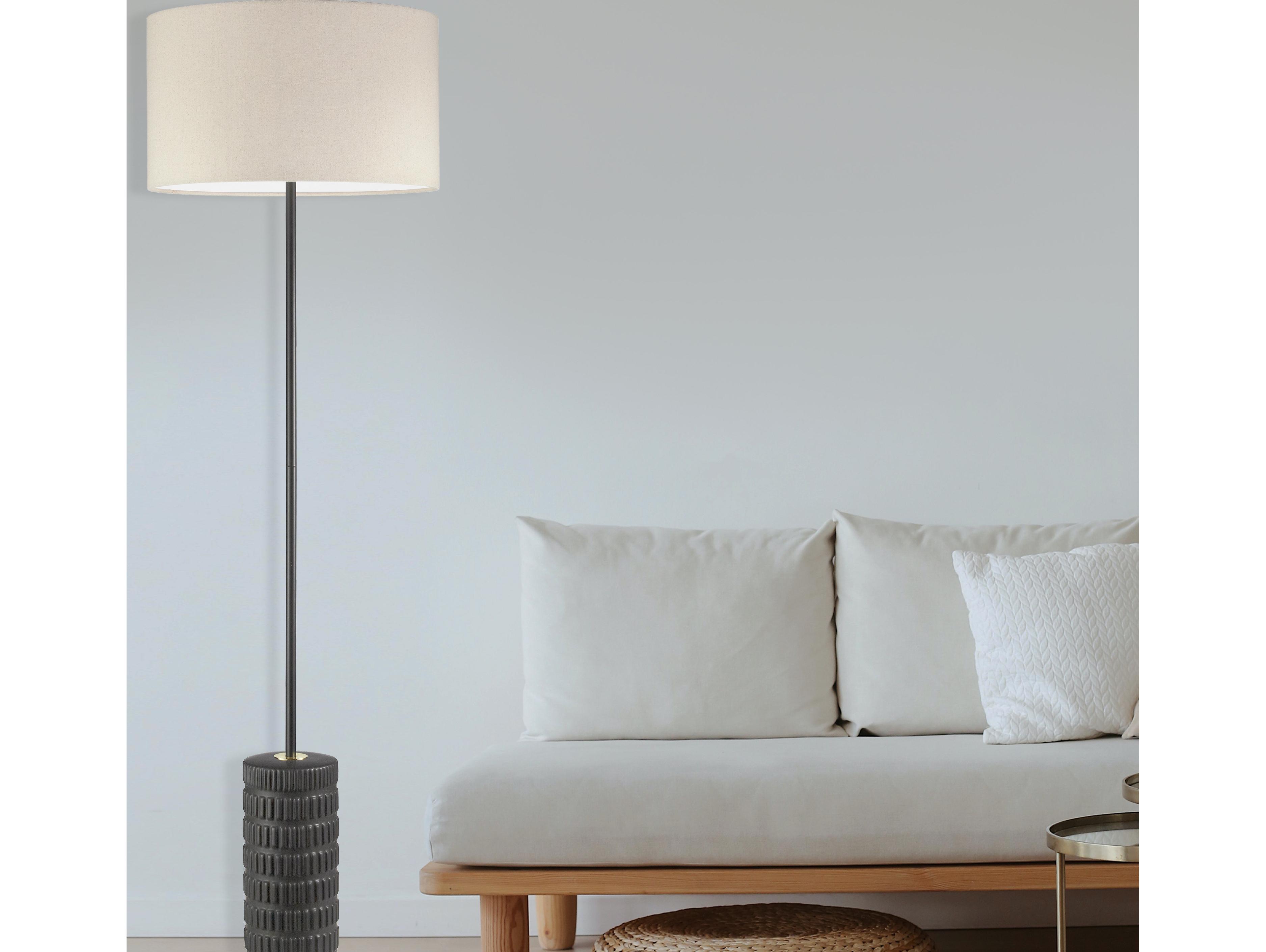 Dainolite Felicity Beige Matte Black Floor Lamp