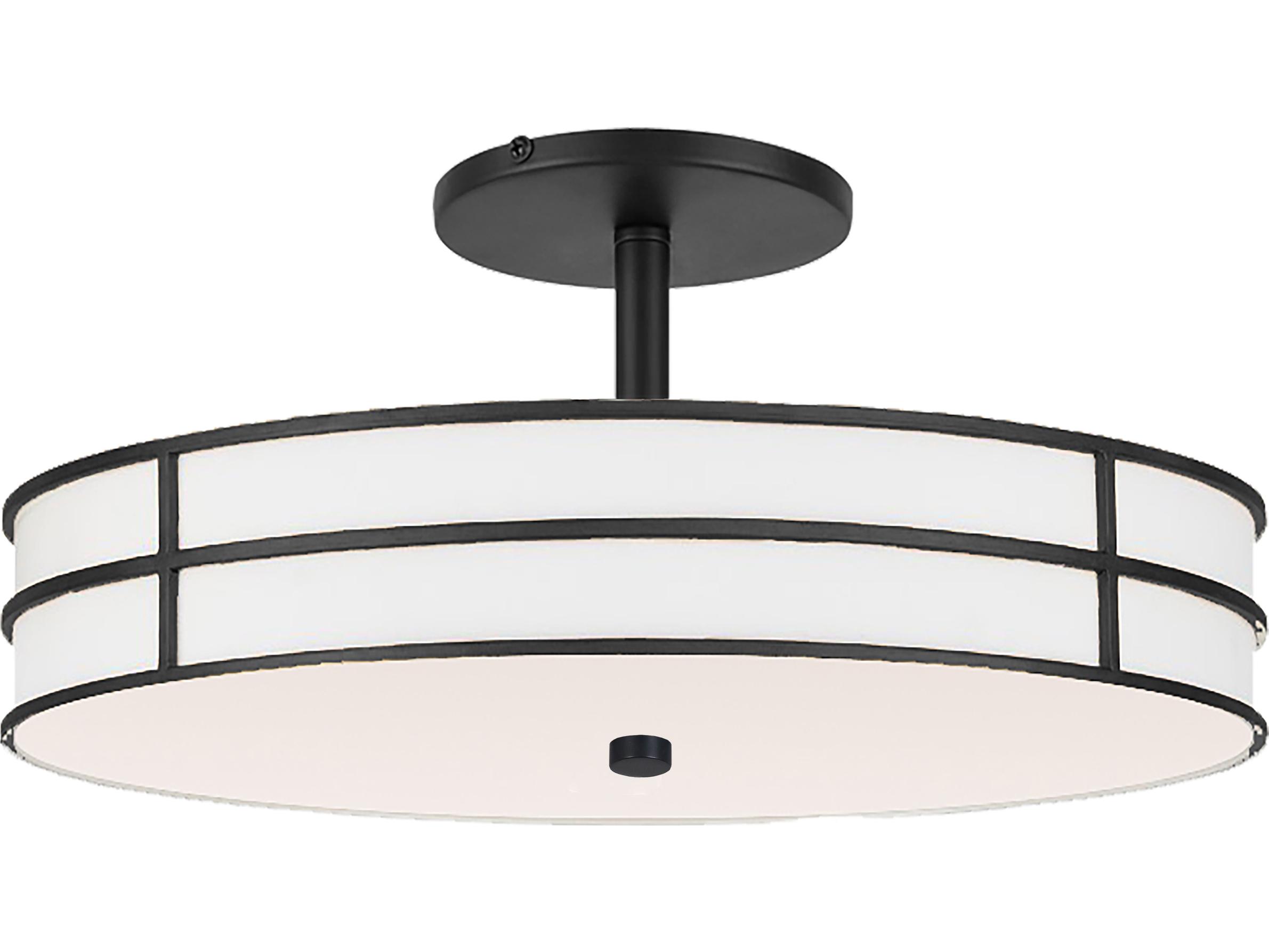 Dainolite Fulvia 2-Light Matte Black Drum Round Semi Flush Mount