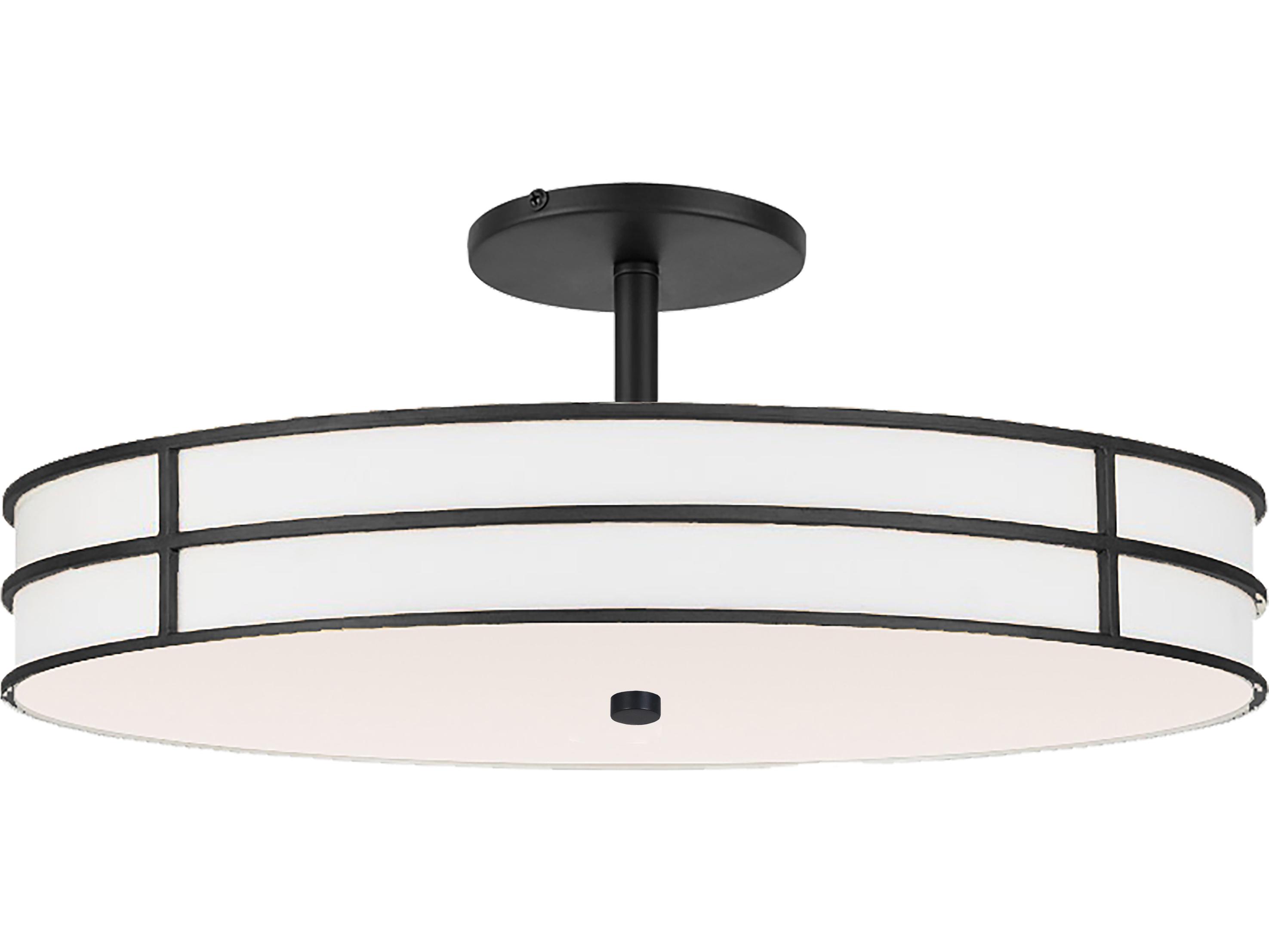 Dainolite Fulvia 3-Light Matte Black Round Semi Flush Mount
