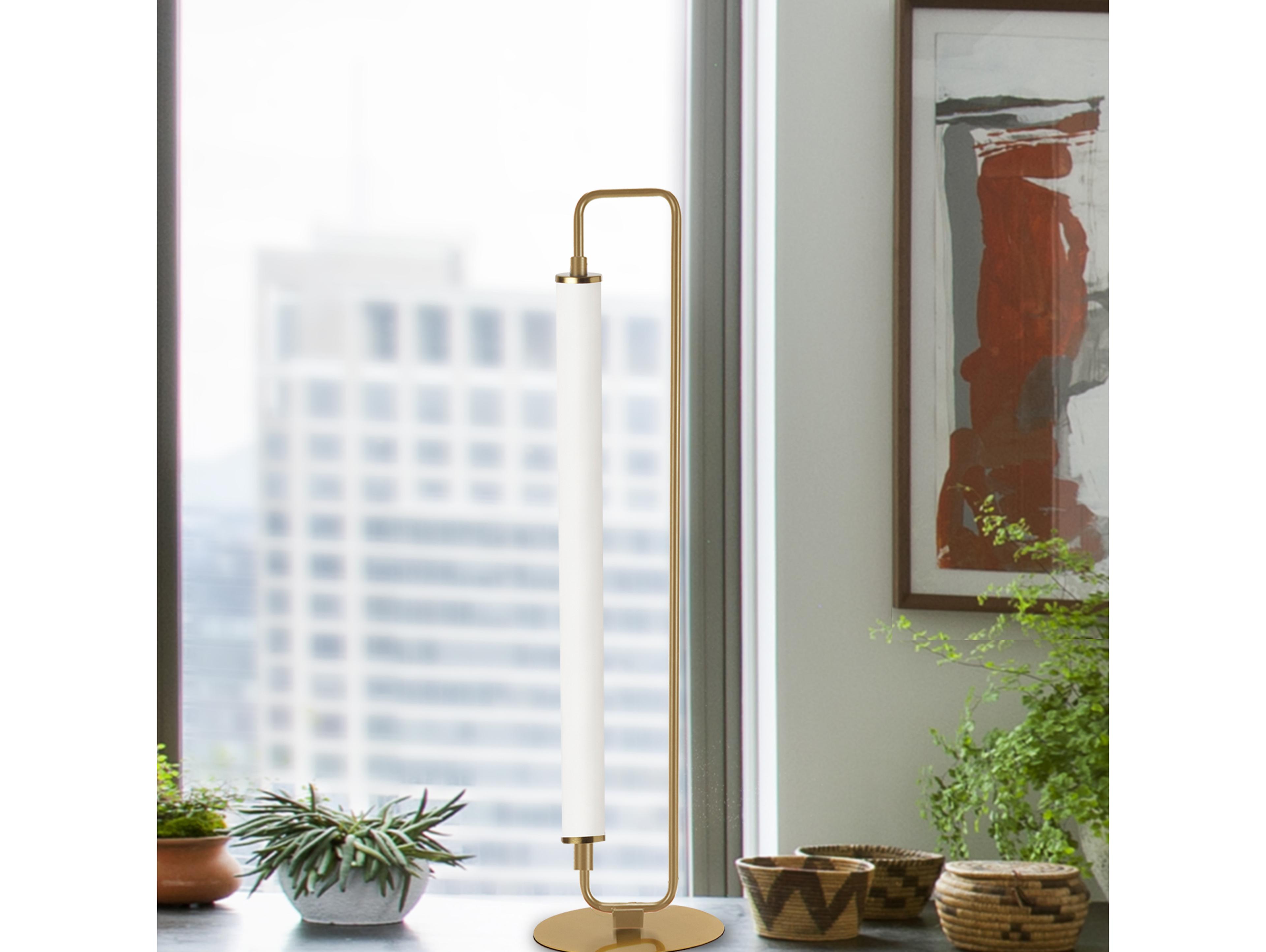 Dainolite Freya Aged Brass White Acrylic Buffet Lamp