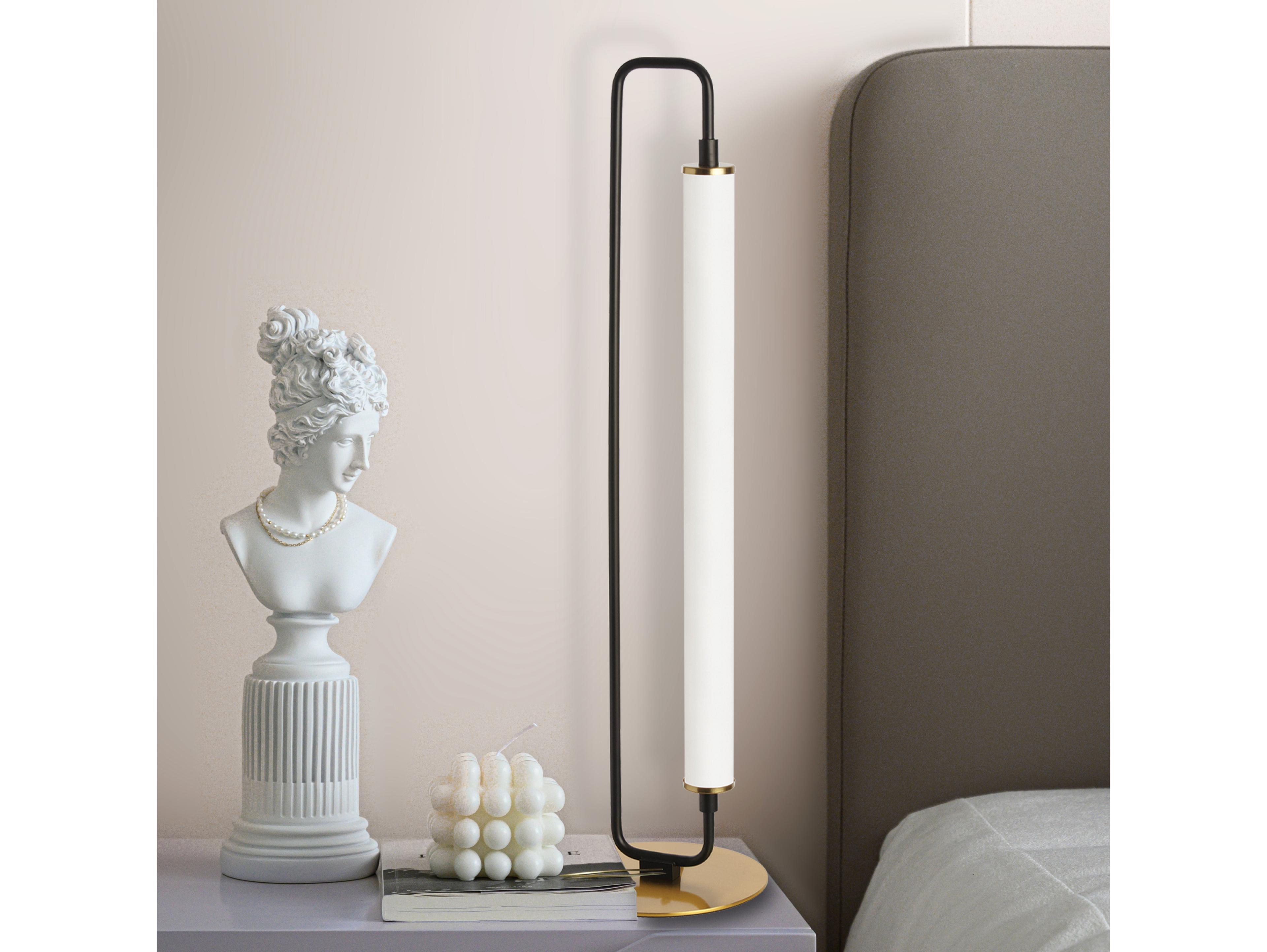 Dainolite Freya Matte Black Aged Brass White Buffet Lamp