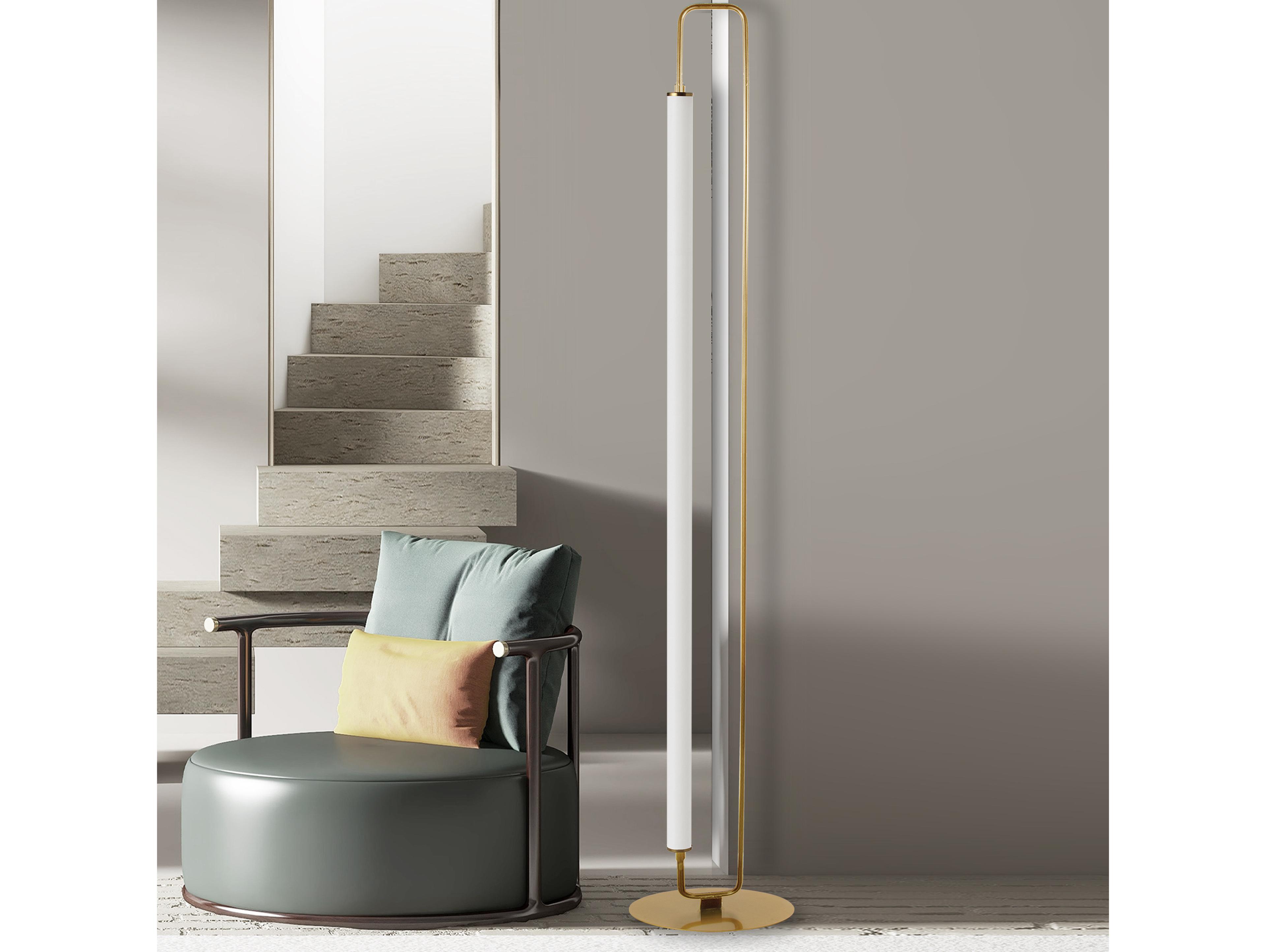 Dainolite Freya Aged Brass White Acrylic Floor Lamp