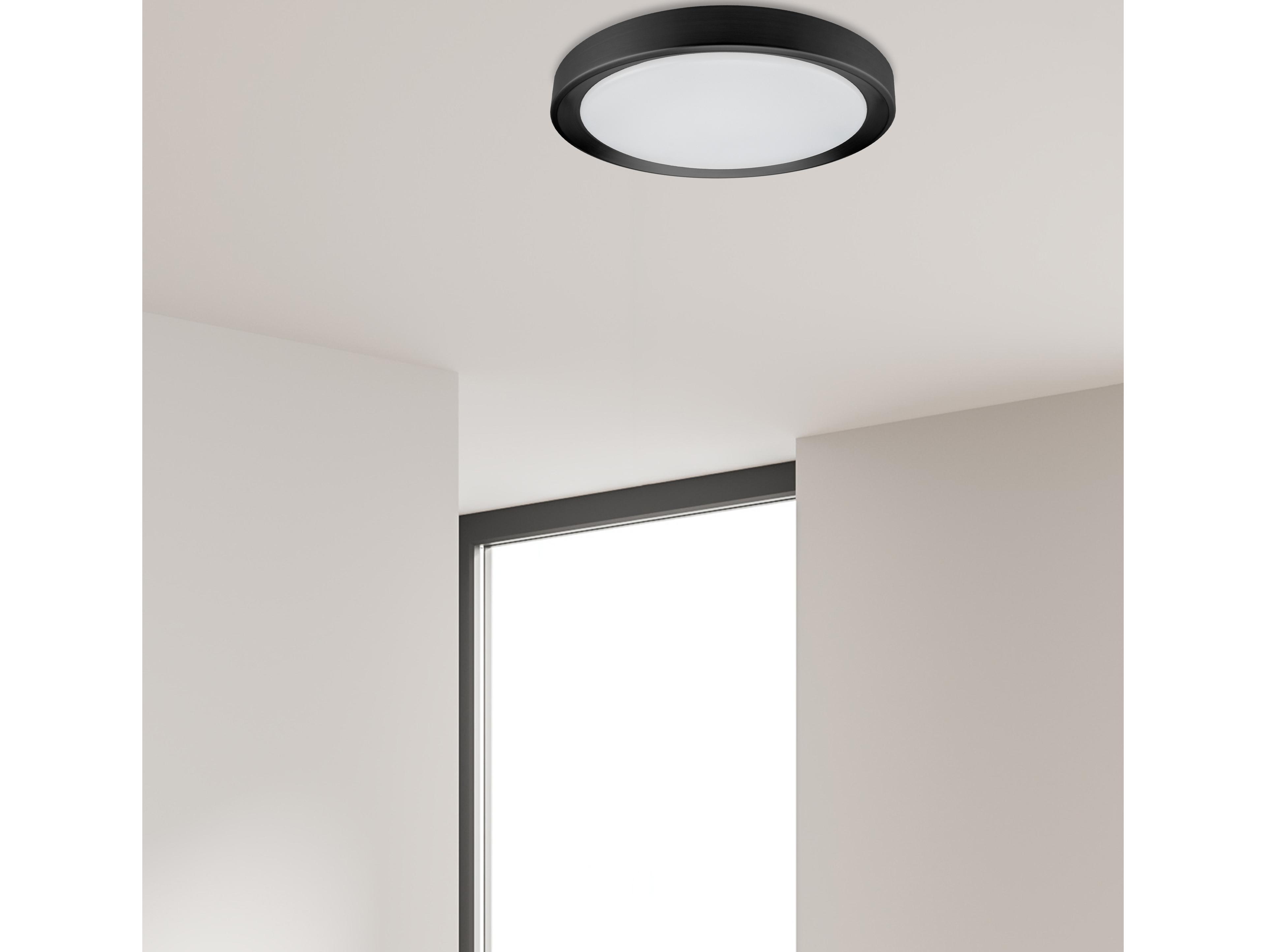 Dainolite Flynn 1-Light Sandy Black White Round Flush Mount