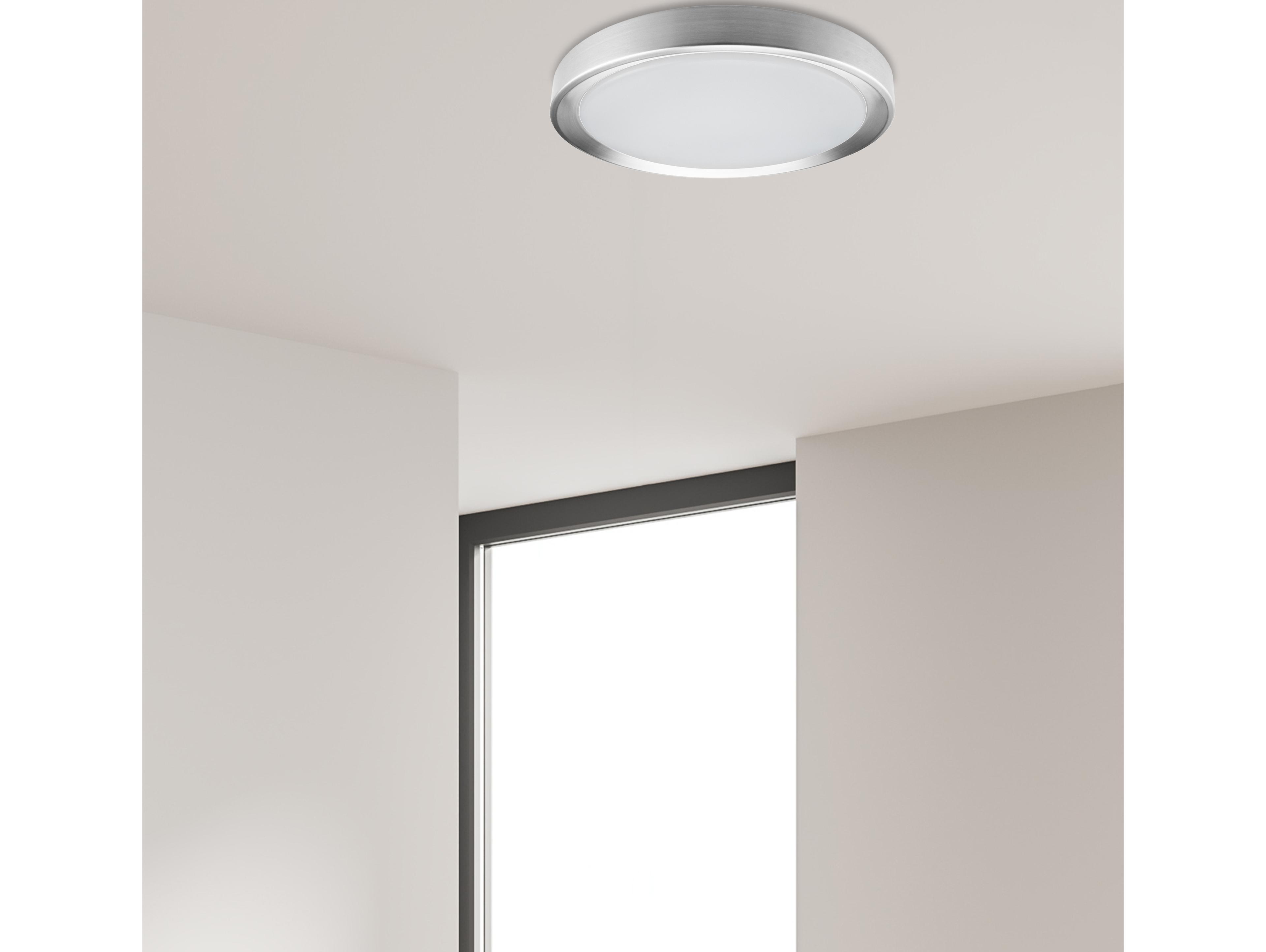 Dainolite Flynn 1-Light Satin Chrome White Round Flush Mount