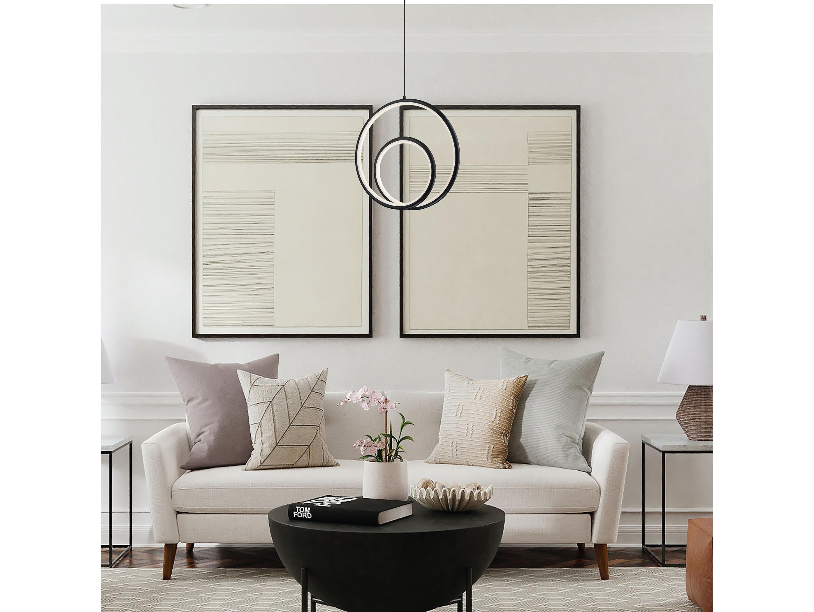 Dainolite Gabriel 1-Light Matte Black White Mini Pendant