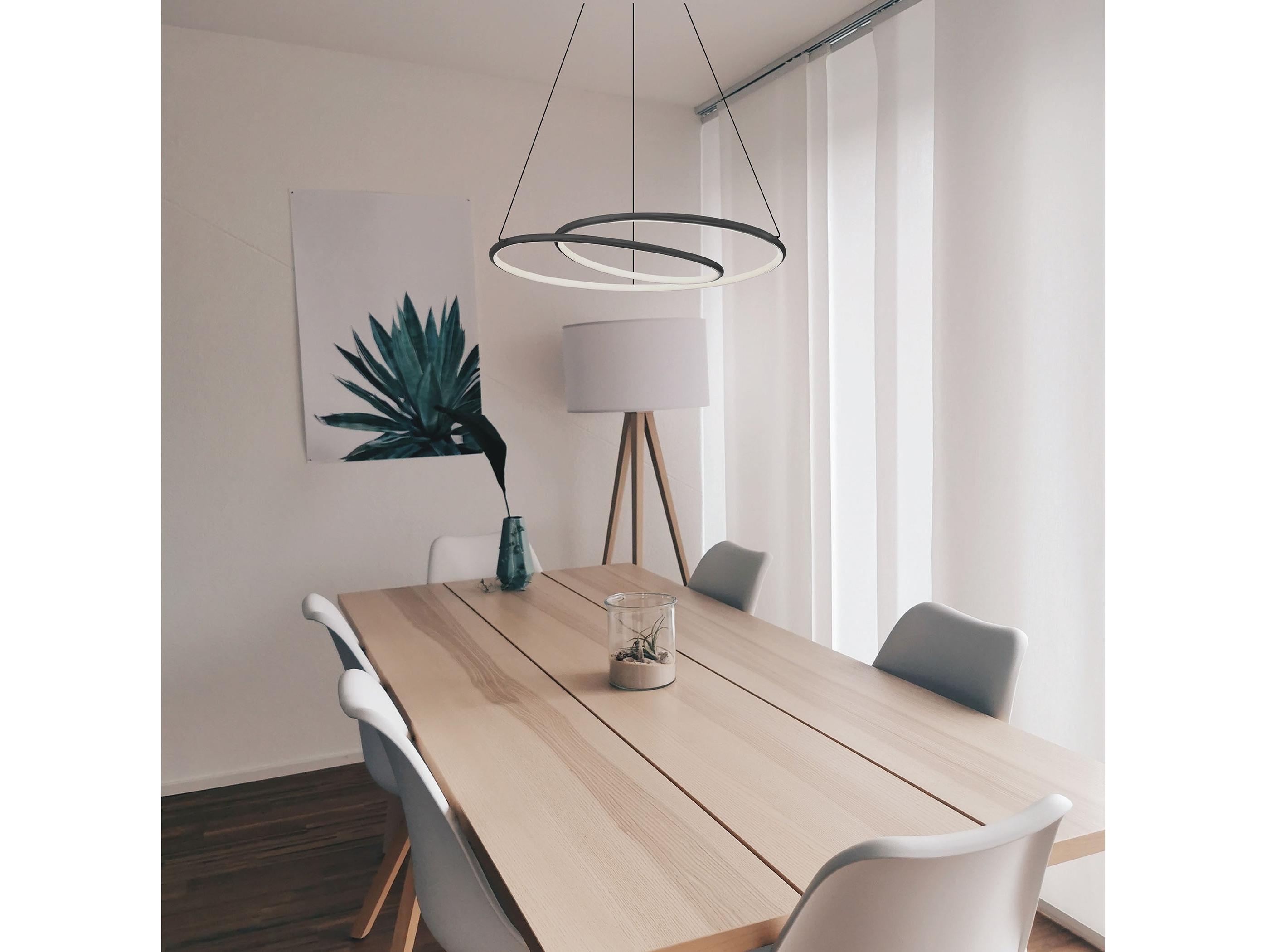 Dainolite Gabriel 1-Light Matte Black White Pendant